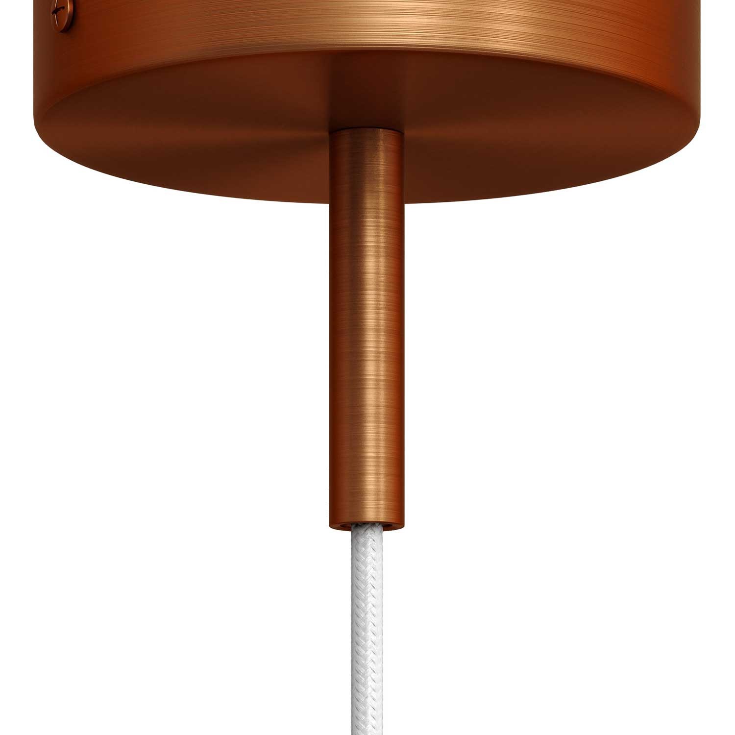 Cylindrisk kabelklemme af metal, længde 7 cm, komplet med stang, møtrik og skive