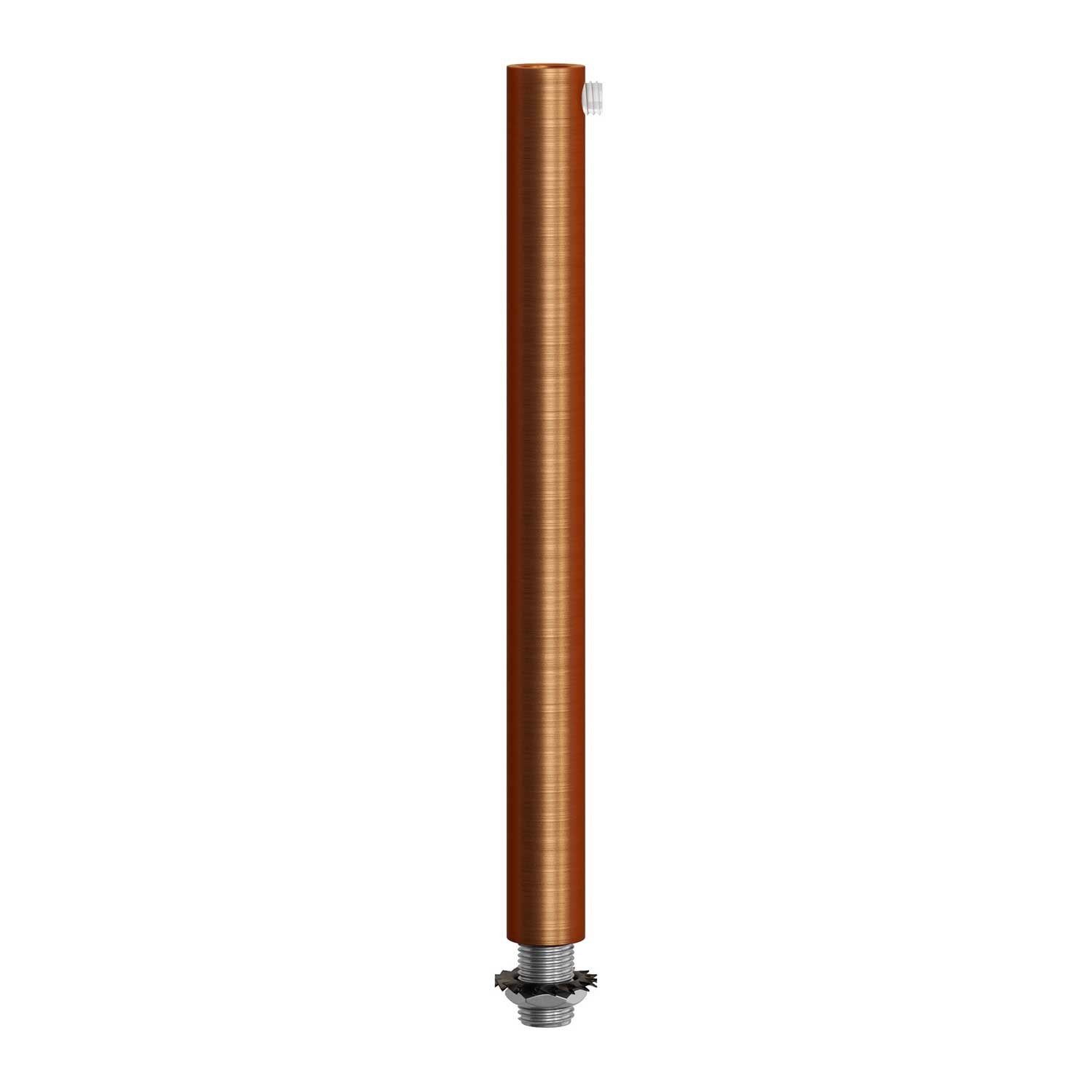 Cylindrisk kabelklemme af metal, længde 15 cm, komplet med stang, møtrik og skive