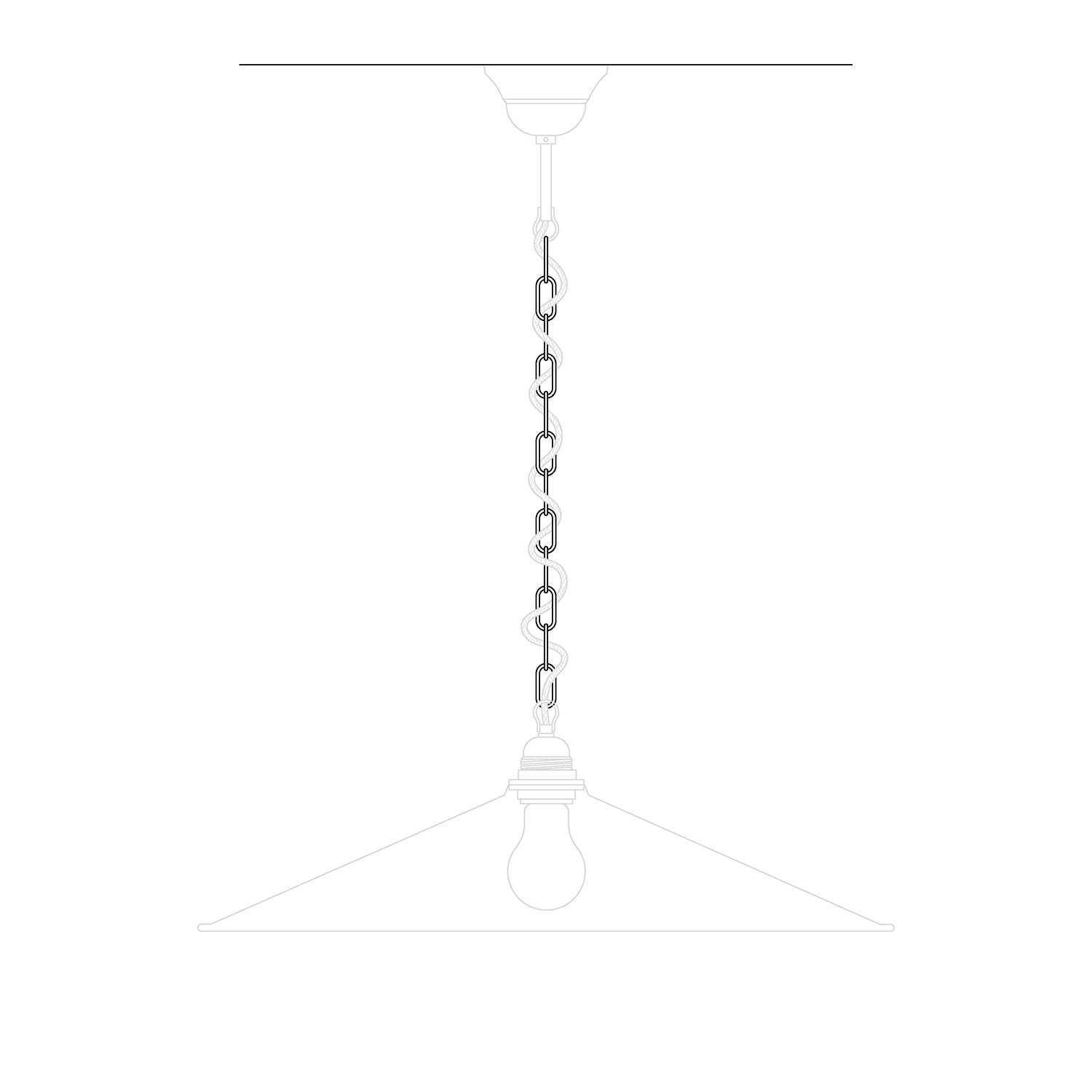 Genovese-kæde i jern til lysekroner og ophæng - Længde 50 cm