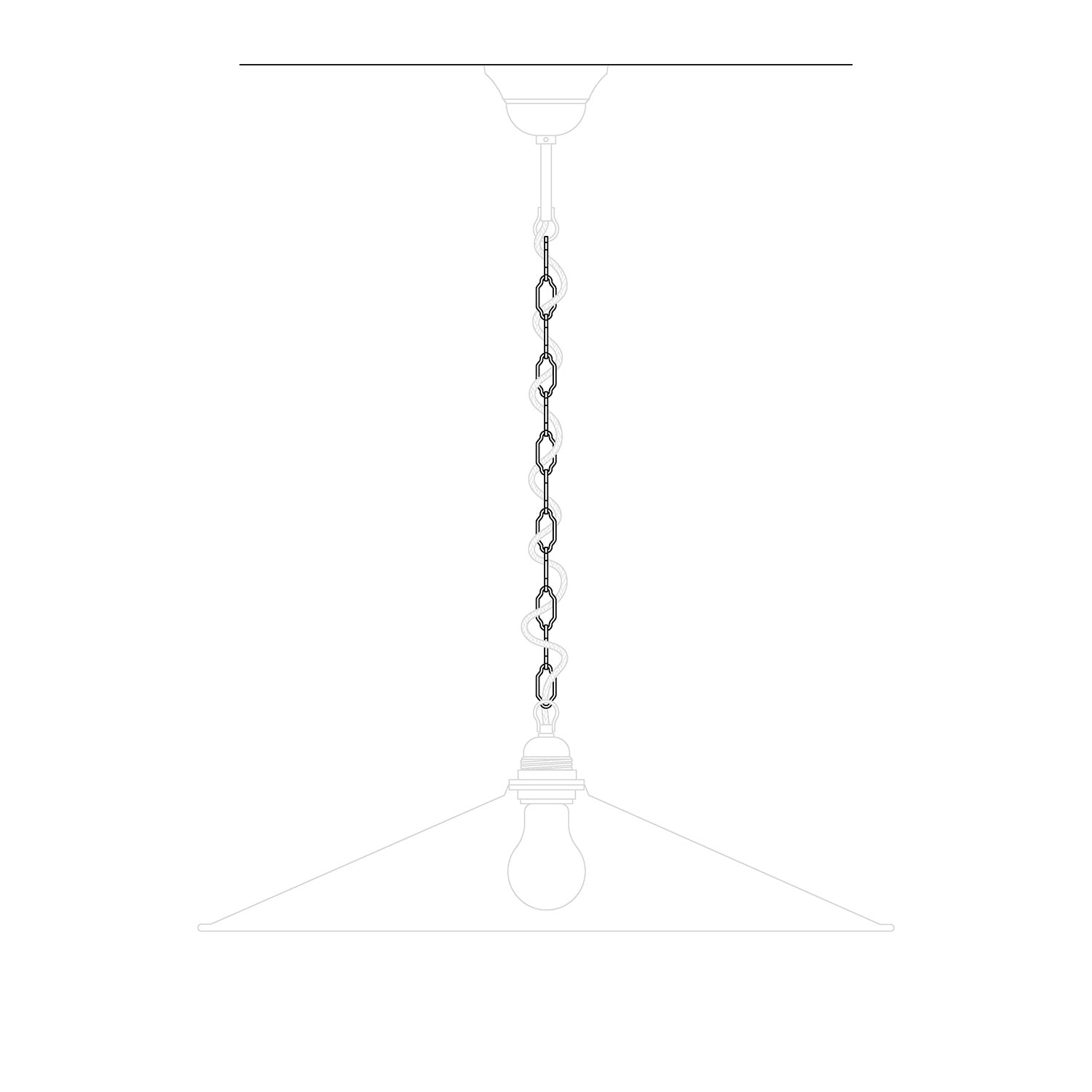 Kæde Cattedrale i jern til lysekroner og ophæng - Længde 50 cm