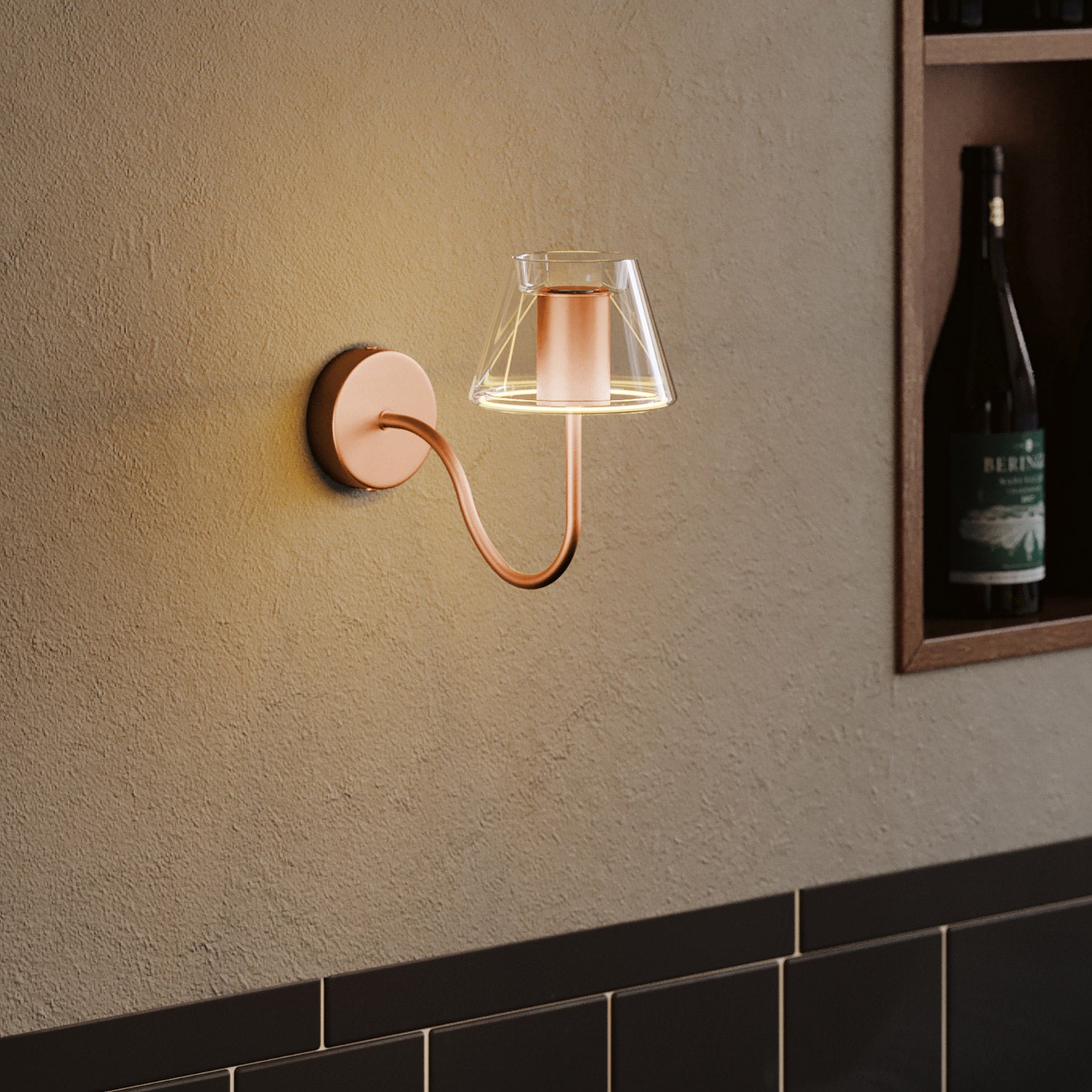 S-formet, buet forlængerrør til lampe, 16,5 cm i metal – Satin kobber