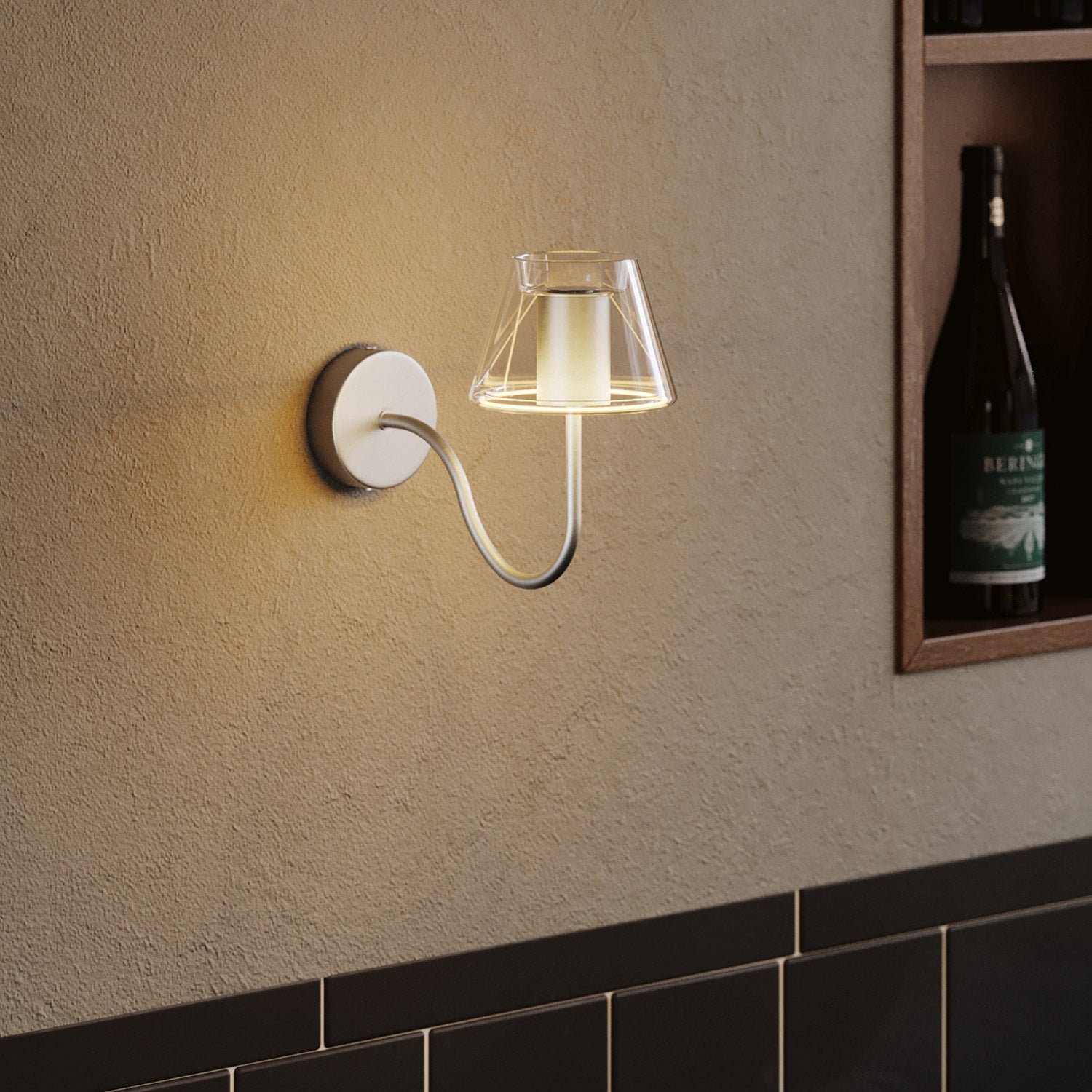 S‑formet buet forlængerrør til lampe, 16,5 cm i metal – Satin titanium