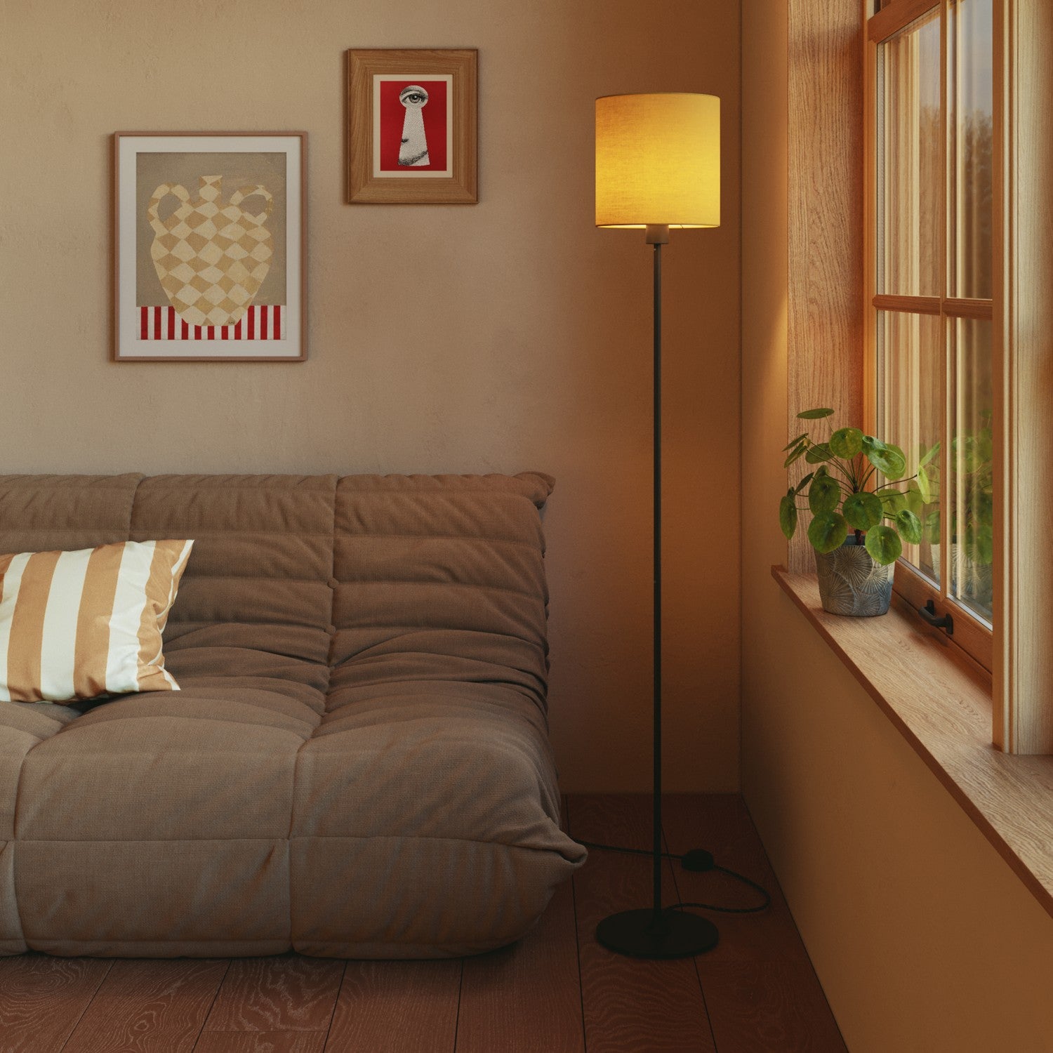 Paralume Cilindro M in tessuto con attacco E27 - Made in Italy - Arenal Oro