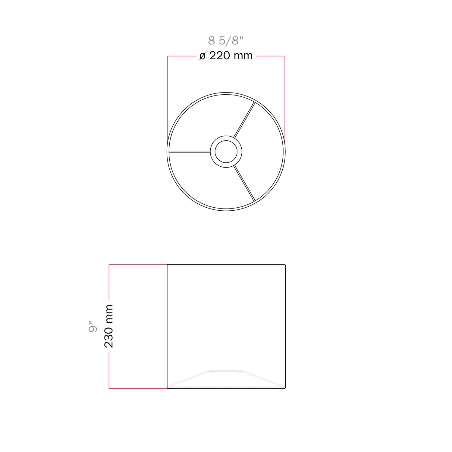 Paralume Cilindro M in tessuto con attacco E27 - Made in Italy - Lana Senape