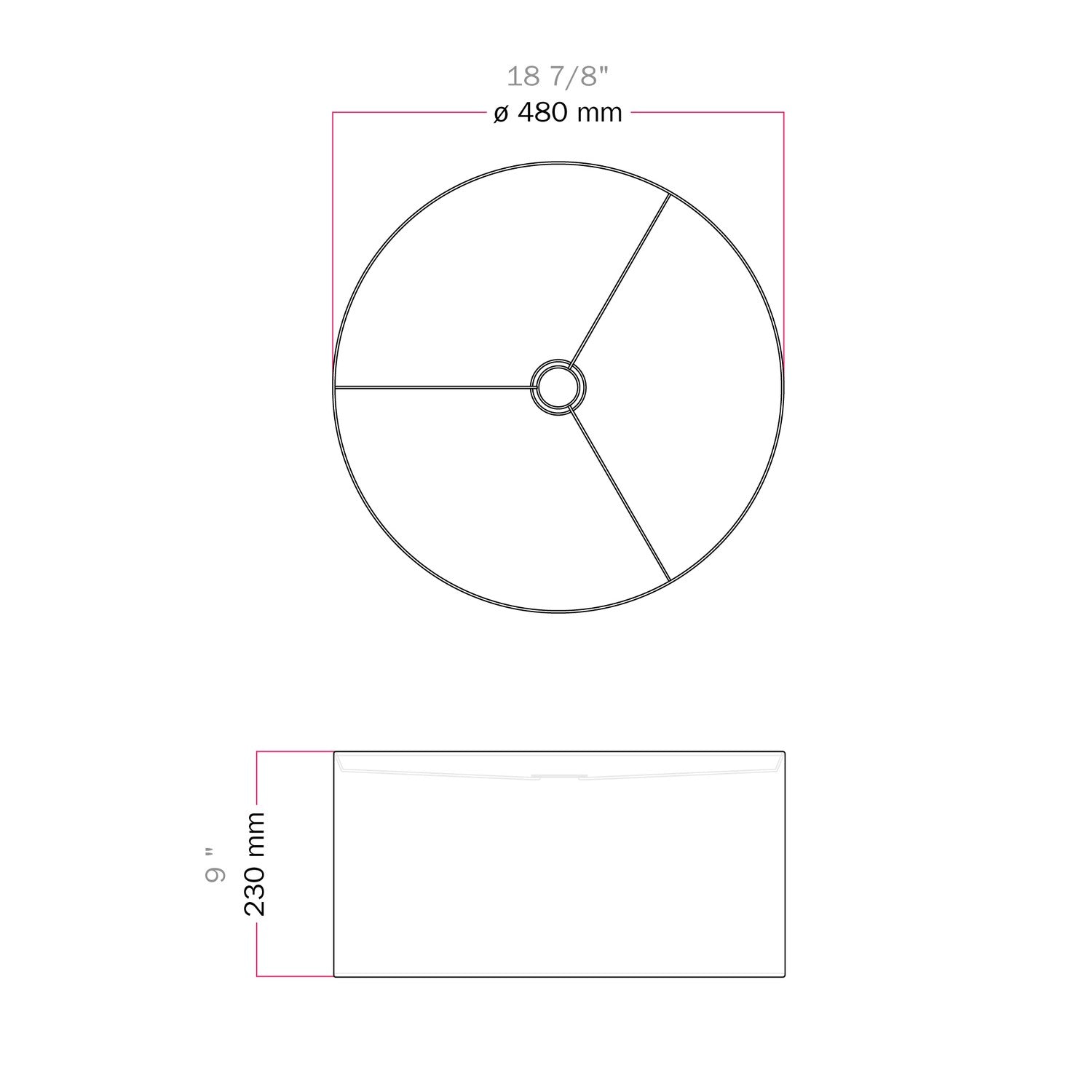 Paralume Cilindro XL in tessuto con attacco E27 - Made in Italy - Camelot Grigio