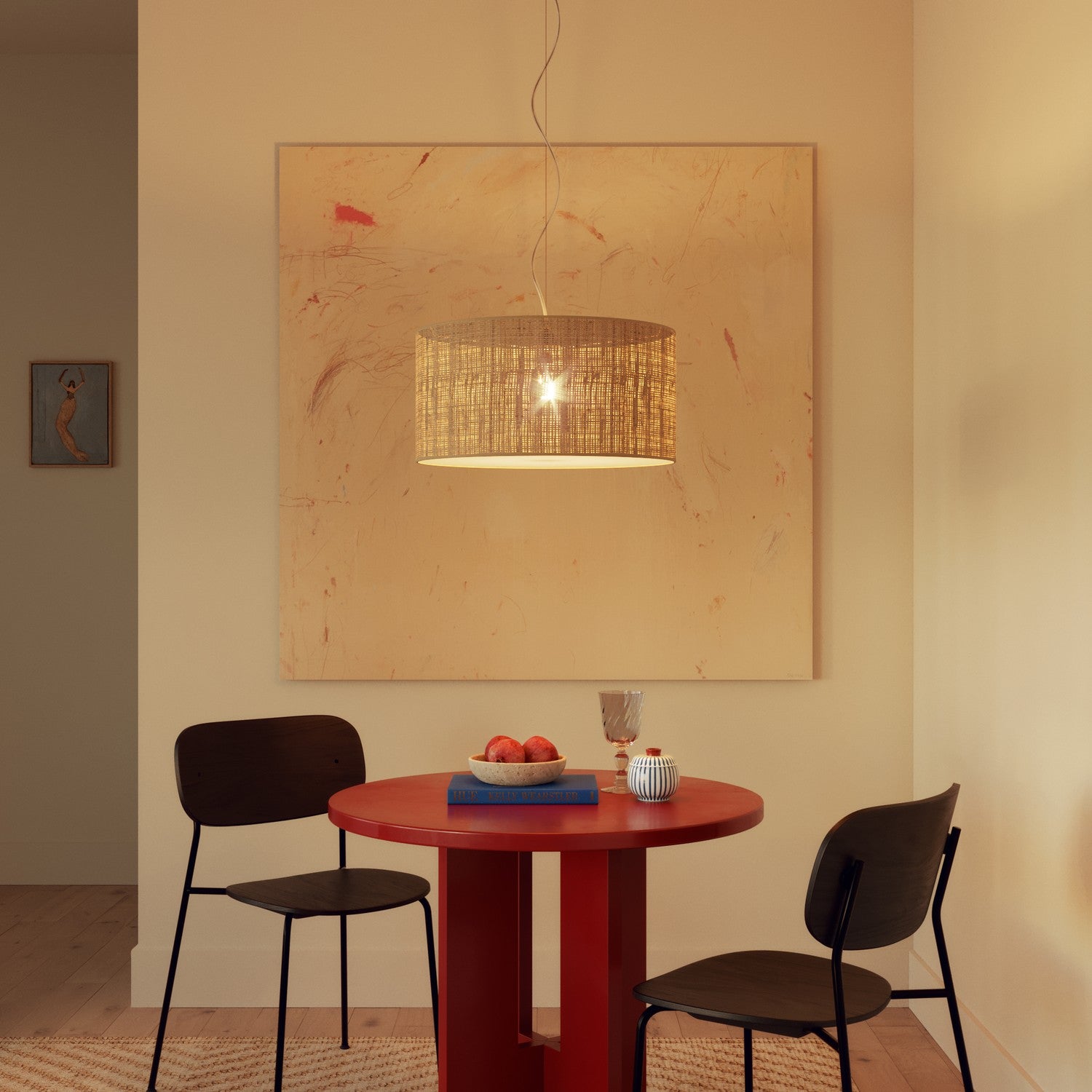 Paralume Cilindro XL in tessuto con attacco E27 - Made in Italy - Raphia