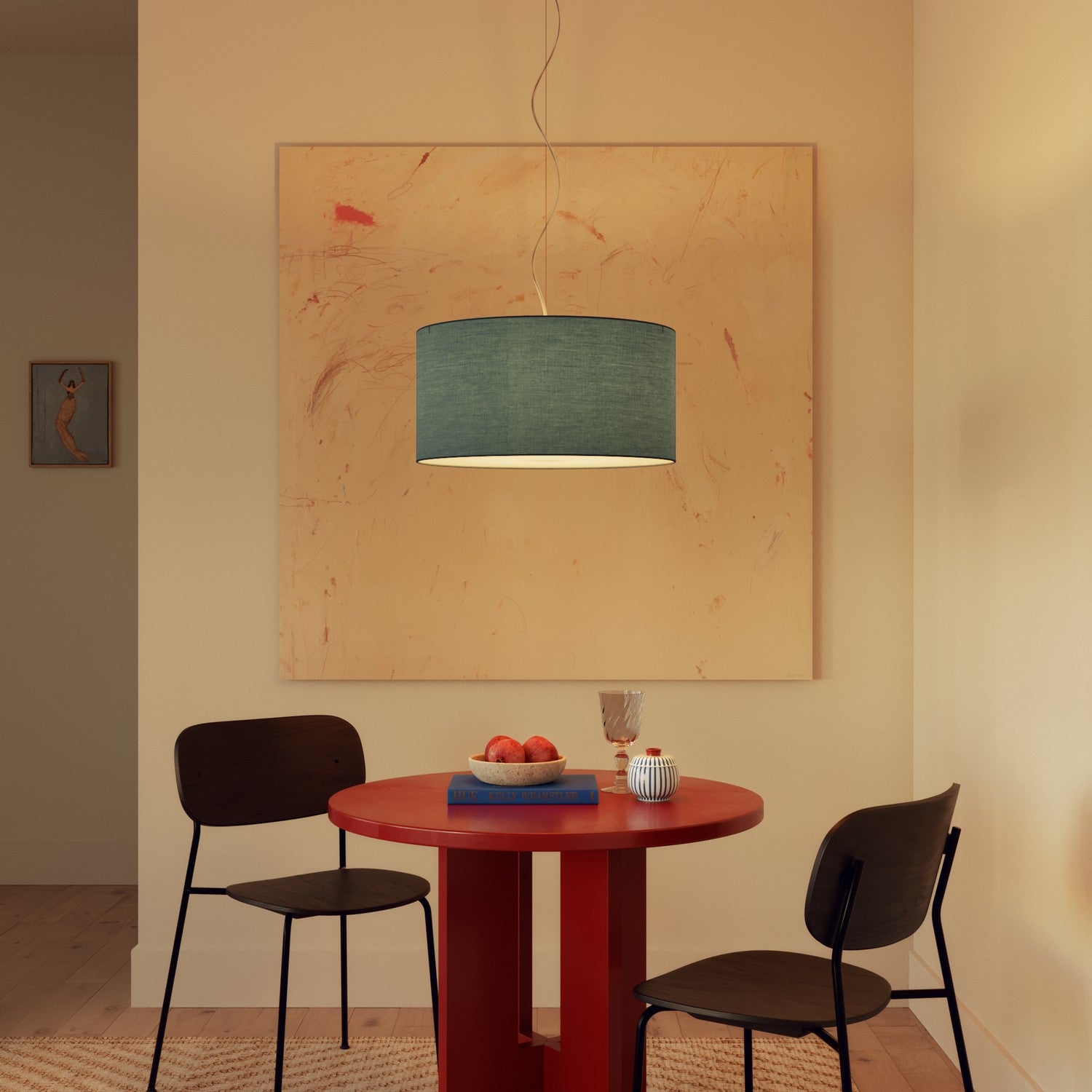 Paralume Cilindro XL in tessuto con attacco E27 - Made in Italy - Teletta Verde Dubbio