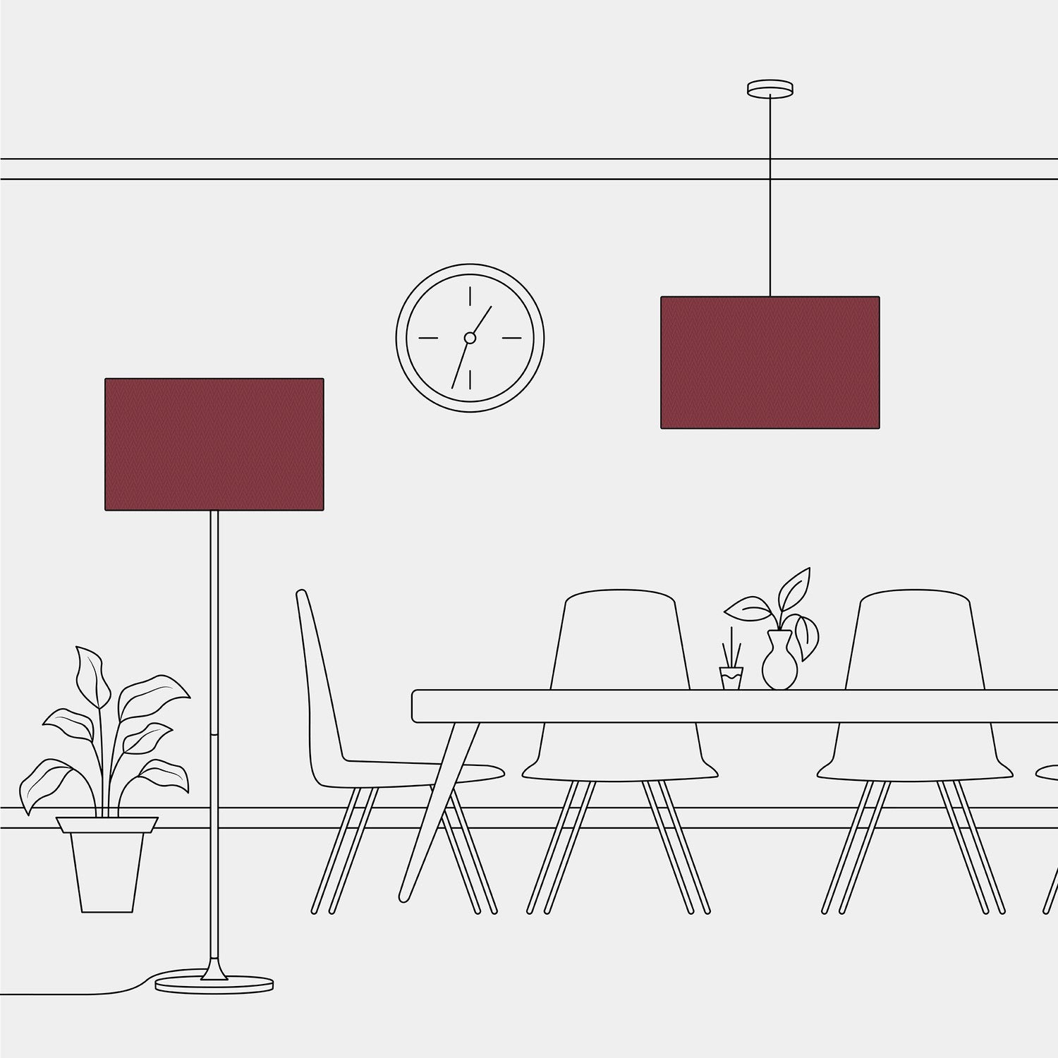 Paralume Cilindro XXL in tessuto con attacco E27 - Made in Italy - Aenal Bordeaux