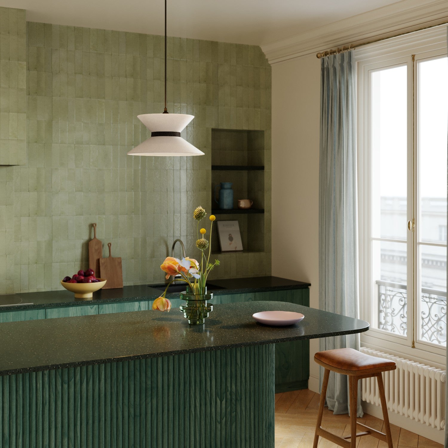 Paralume in tessuto Clessidra per lampada a sospensione - Lana Sabbia Lana grigio scuro