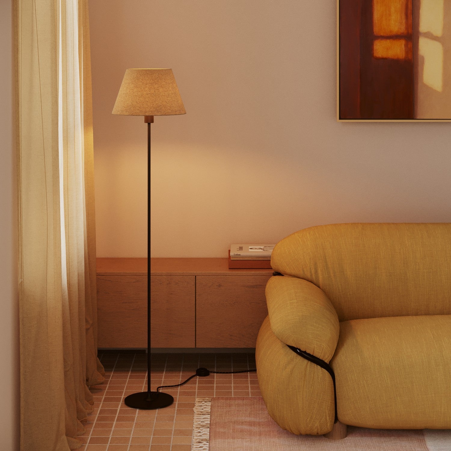 Paralume Impero M in tessuto per lampada da terra con attacco E27 - Made in Italy - Lana Beige