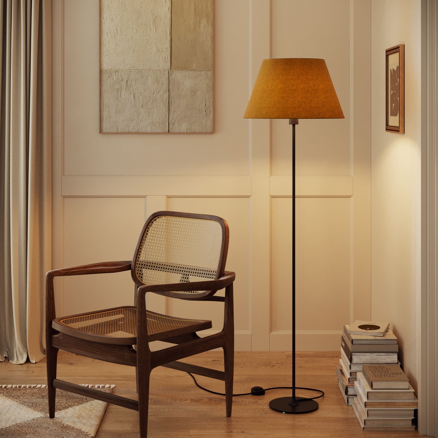 Paralume Impero L per lampada da tavolo o applique con attacco E27 - Made in Italy - Lana Senape