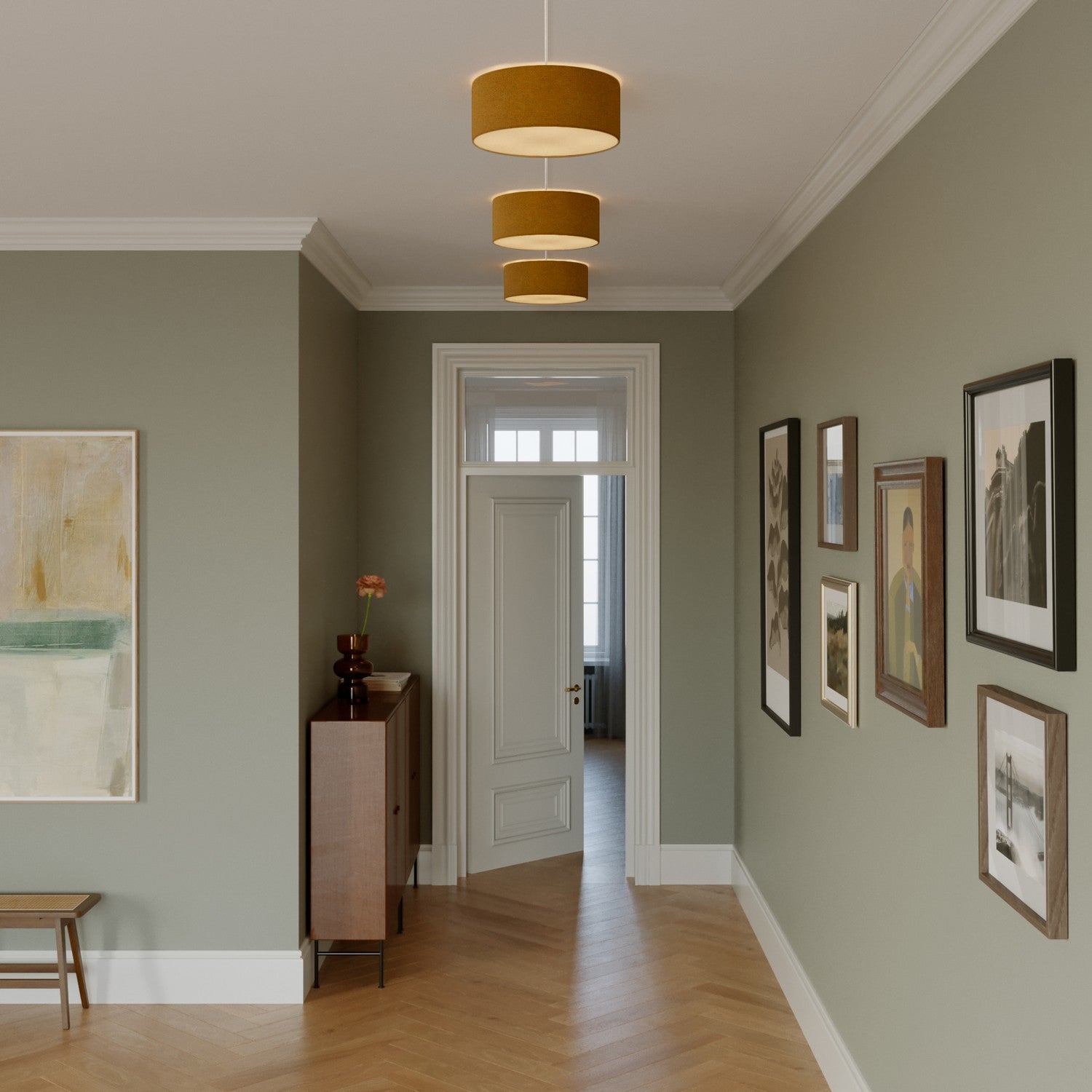 Plafoniera in tessuto Small - Made in Italy - Lana Senape