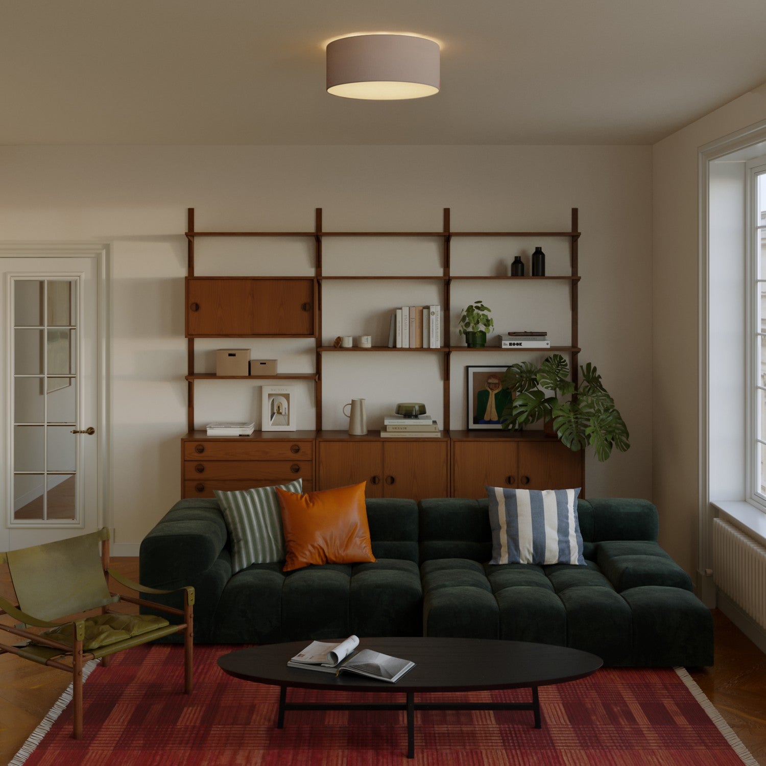 Plafoniera in tessuto Medium Slim - Made in Italy - Arenal Cenere