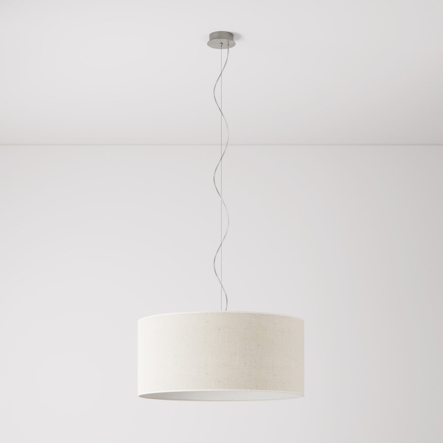 Lampada a sospensione con paralume in tessuto Cilindro Large - Made in Italy - Juta Chiara No