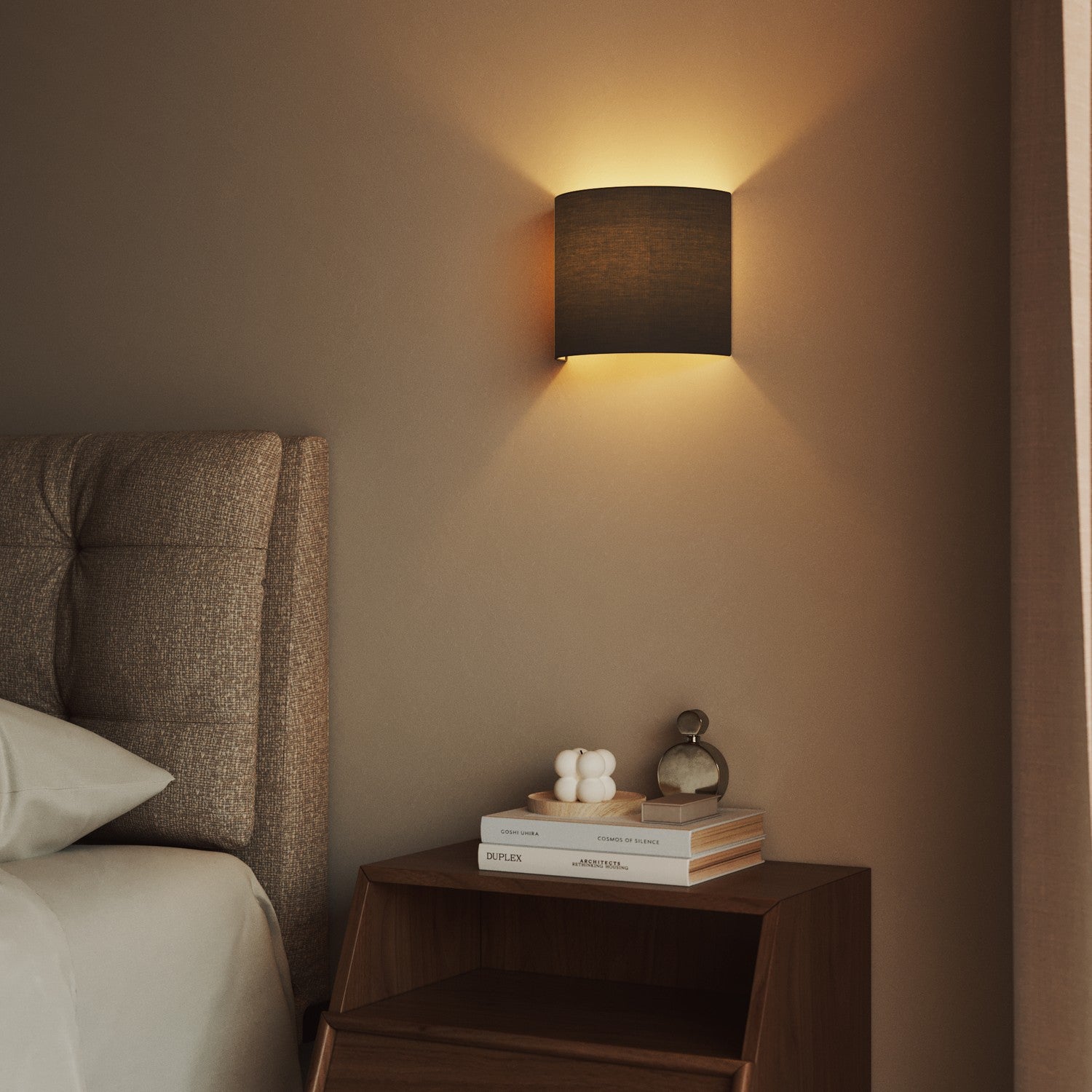 Applique Ventola con paralume in tessuto - Made in Italy - Teletta Grigio Scuro