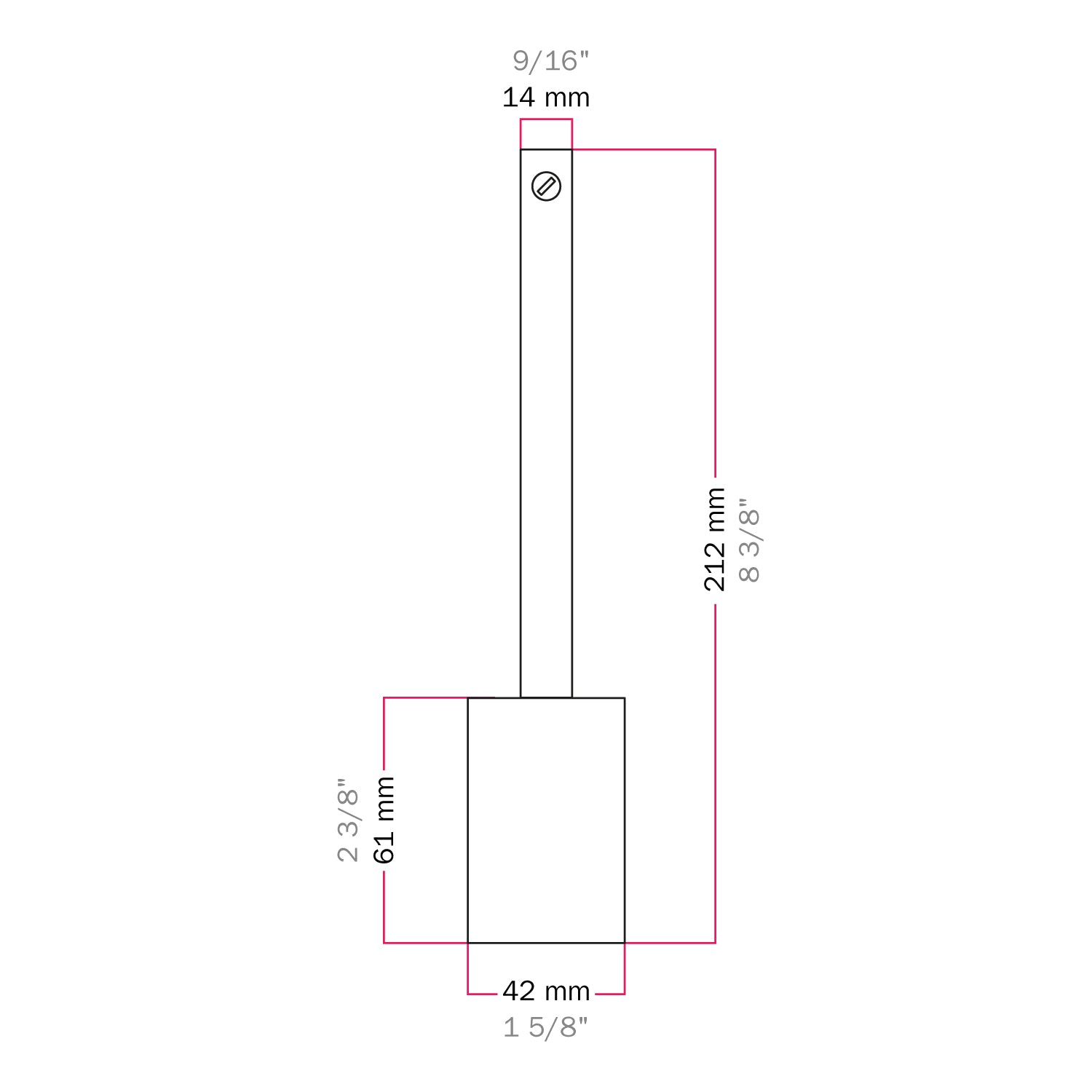 Kit fatning E27 cylindrisk i metal med kabelklemme på 15 cm - Satin titanium