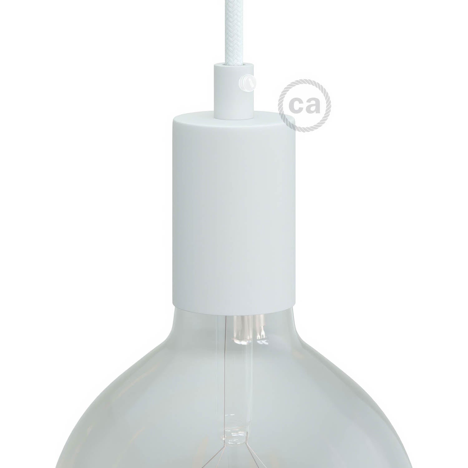 E27 fatningssæt i cylindrisk metal - Mat hvid