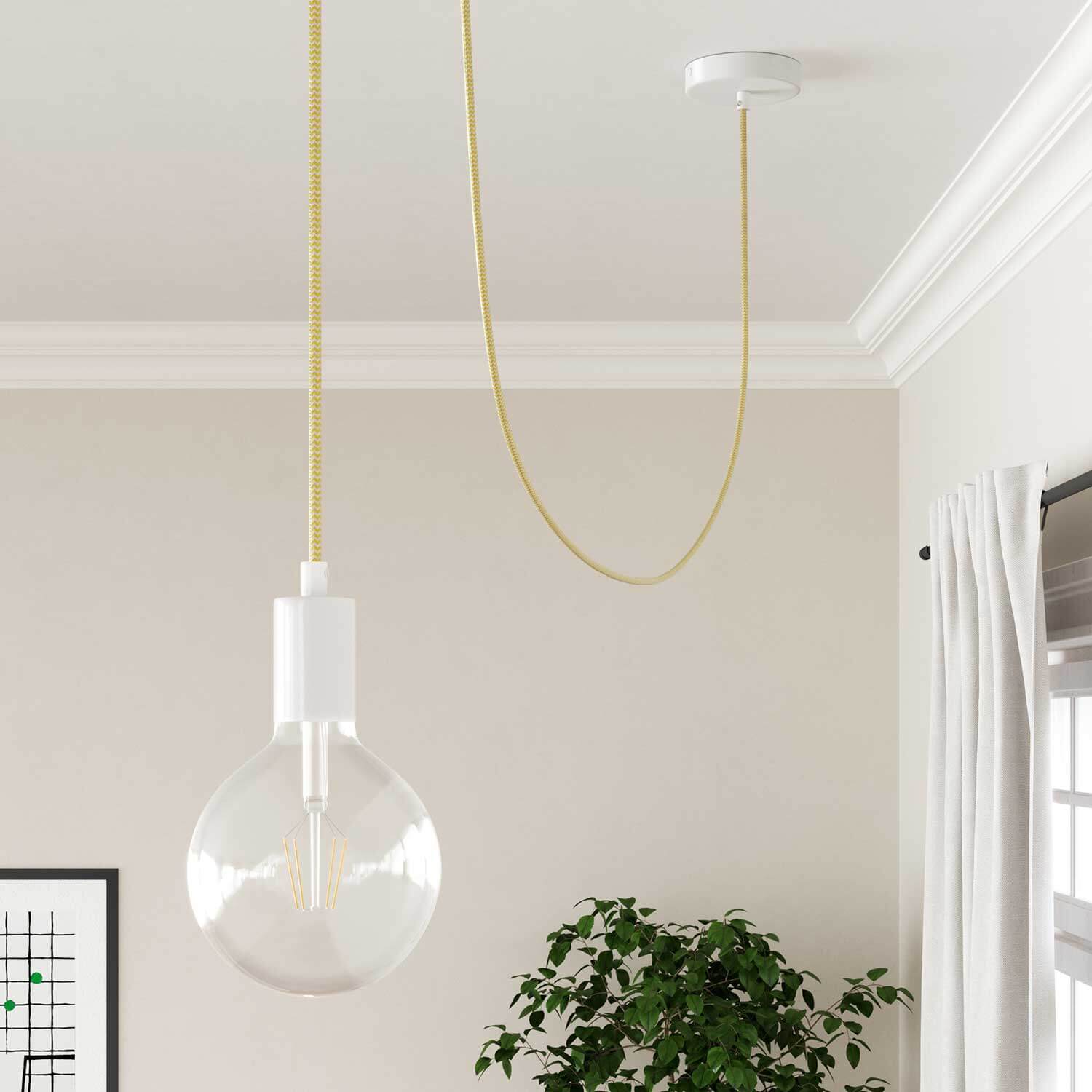 Cavo colorato per illuminazione Giallo Mais e Bianco Ottico ZigZag - L'Originale Creative Cables, per lampade di design - RZ10
