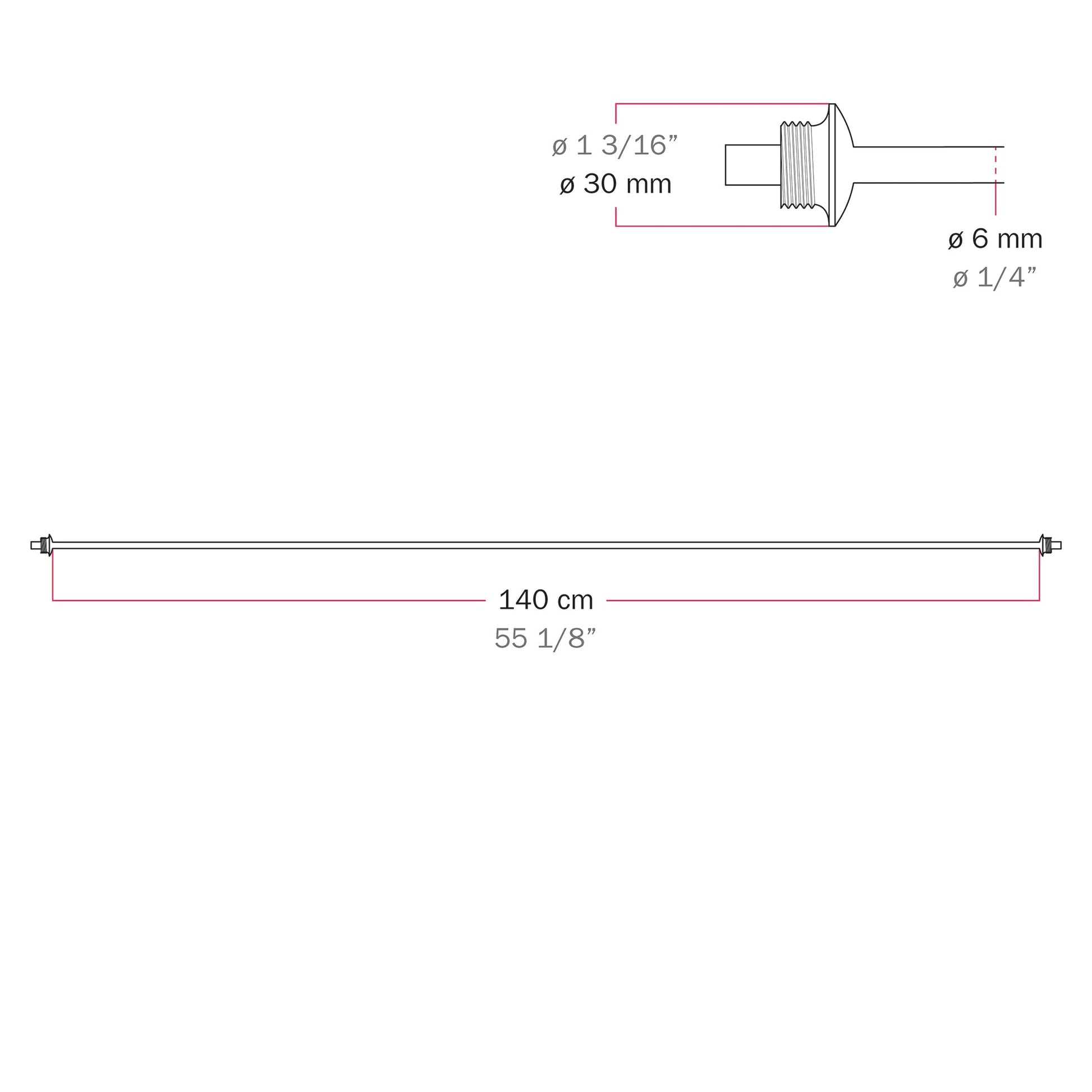 Cavo di connessione tra paralumi 70/140 cm (27 9/16" / 55 1/8") - Marina - Grigio - Creative Cables