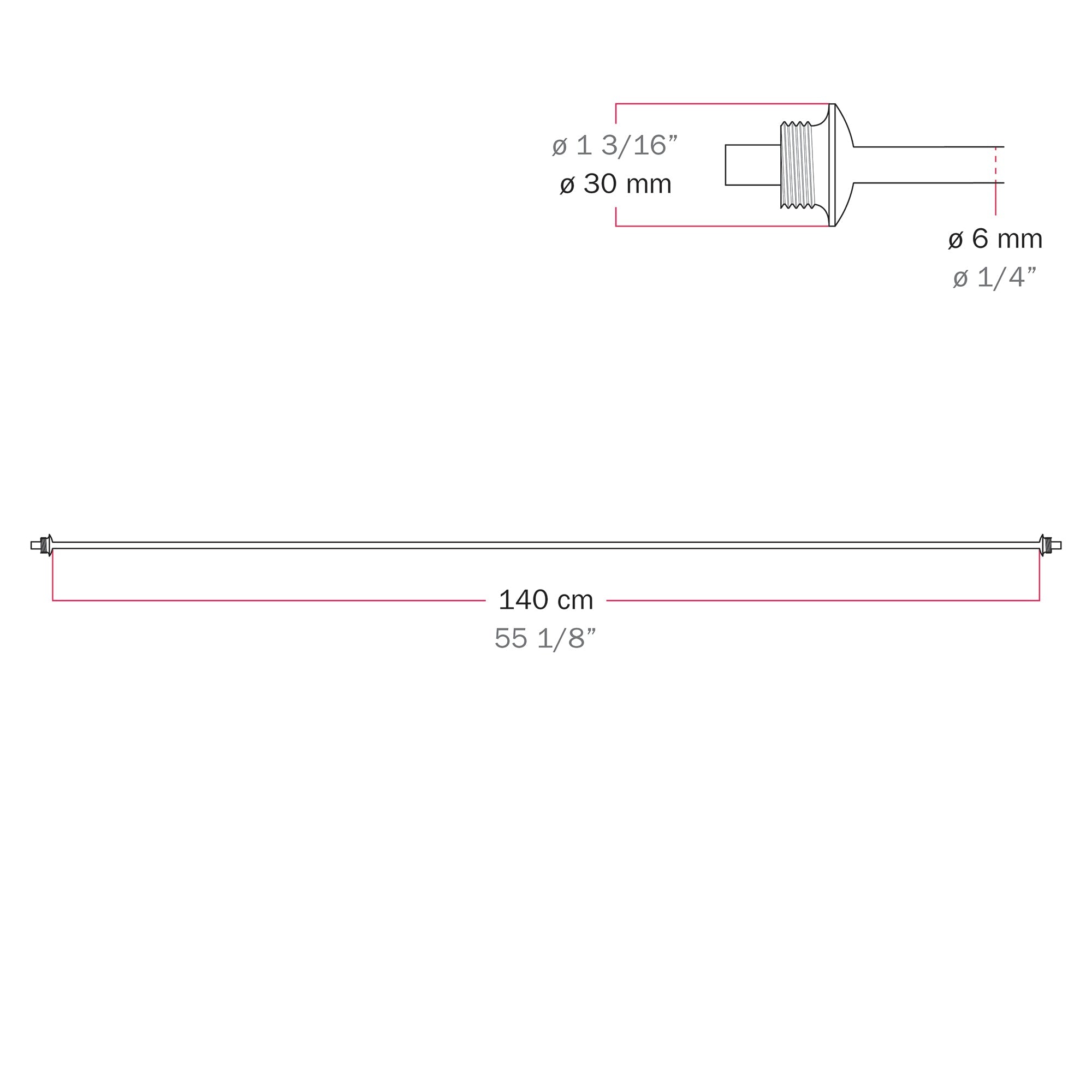 Cavo di connessione tra paralumi 70/140 cm (27 9/16" / 55 1/8") - Marina - Grigio - Creative Cables