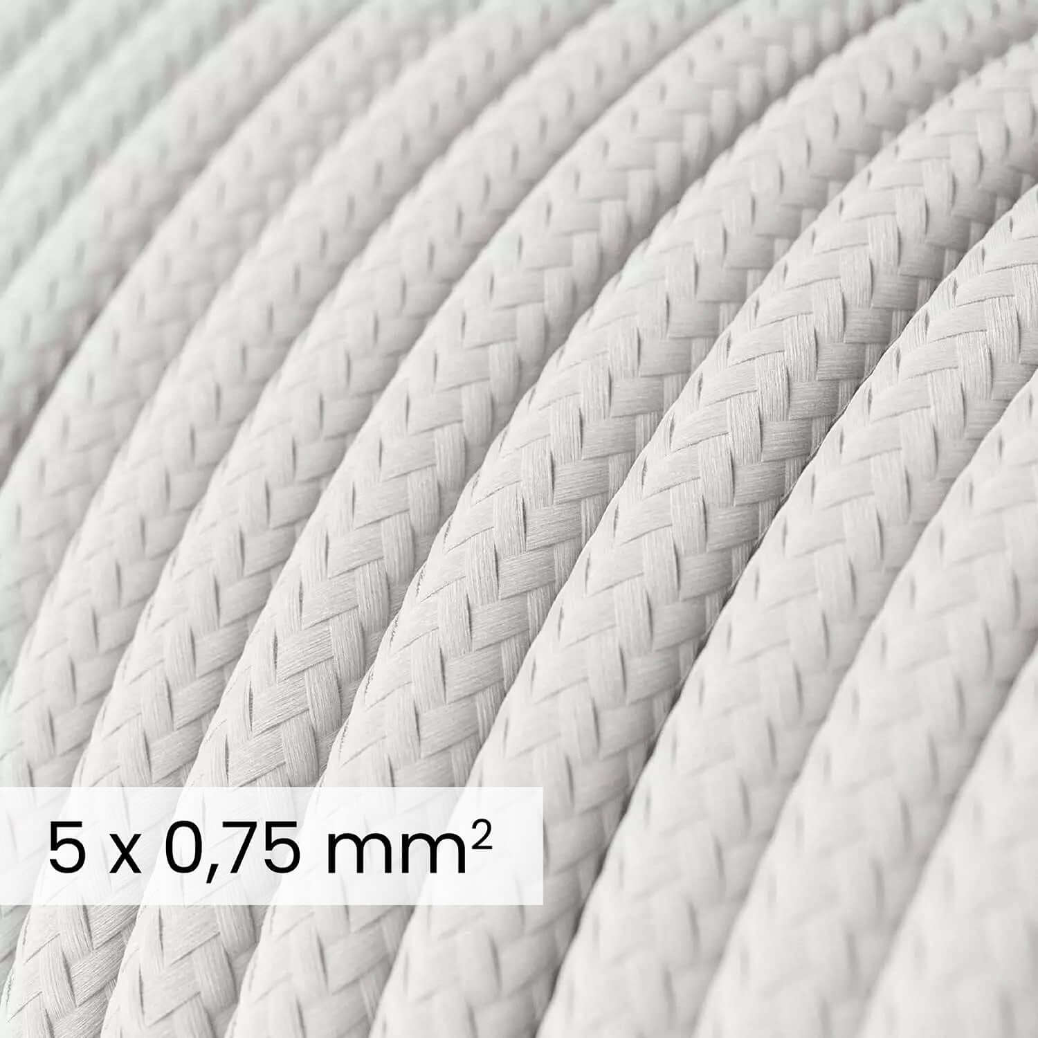 Cavo elettrico tessile DALI 5x0.75 mm² bianco ottico - Filo rivestito in tessuto per lampade e impianti RM01