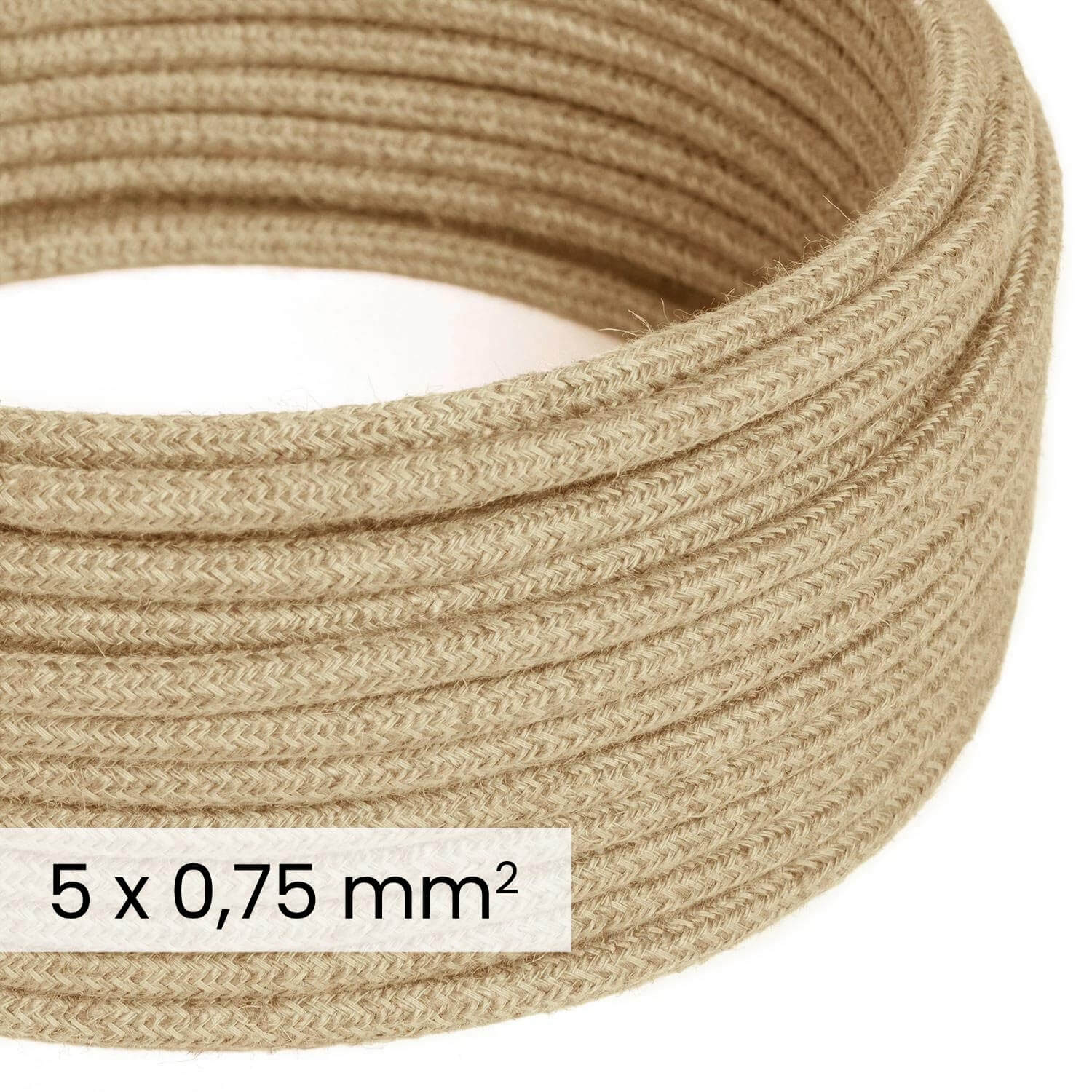 Cavo elettrico tessile DALI 5x0.75 mm² neutro in juta - Filo in tessuto naturale per luci di design RN06