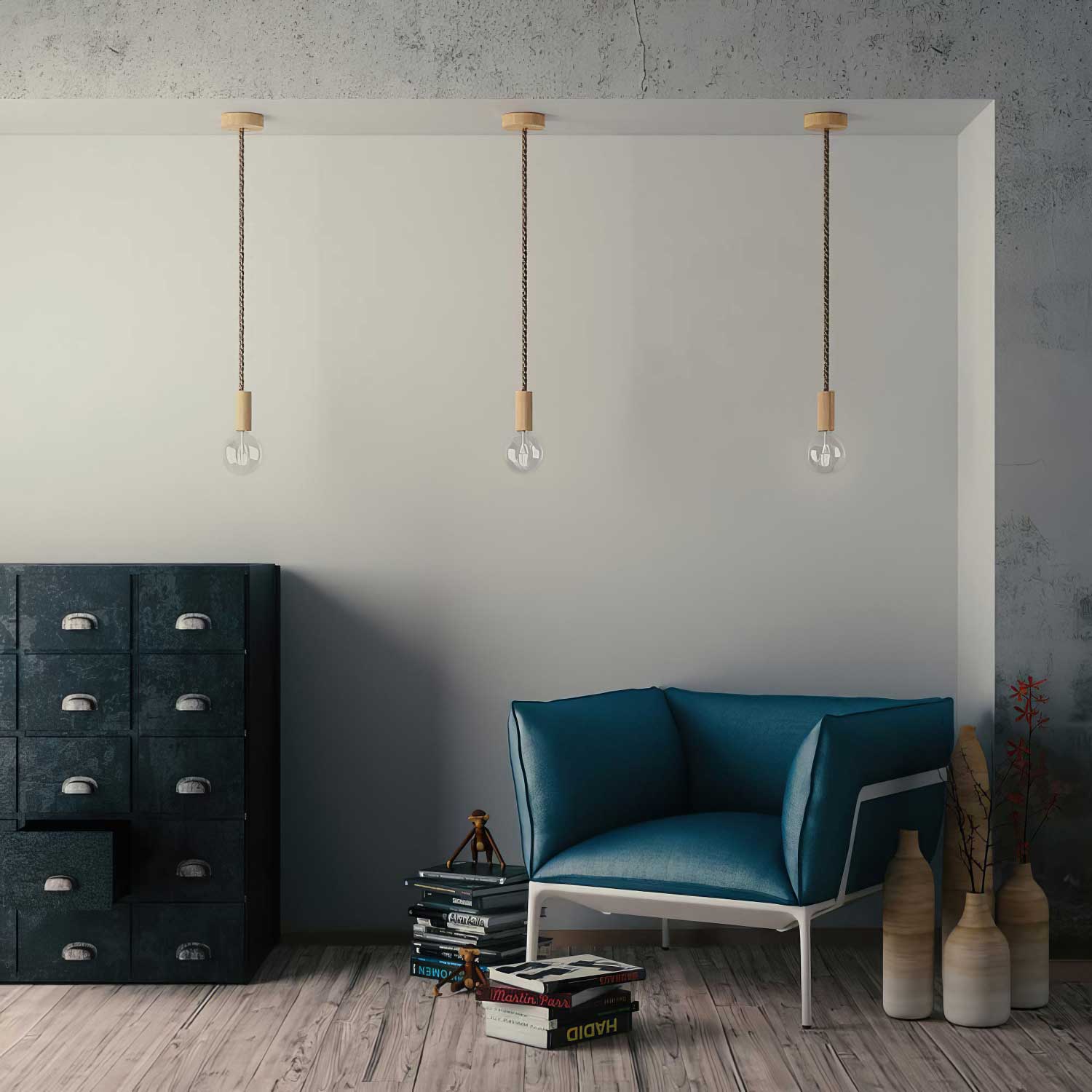 Cordone elettrico 3x0,75 rivestito in juta grezza