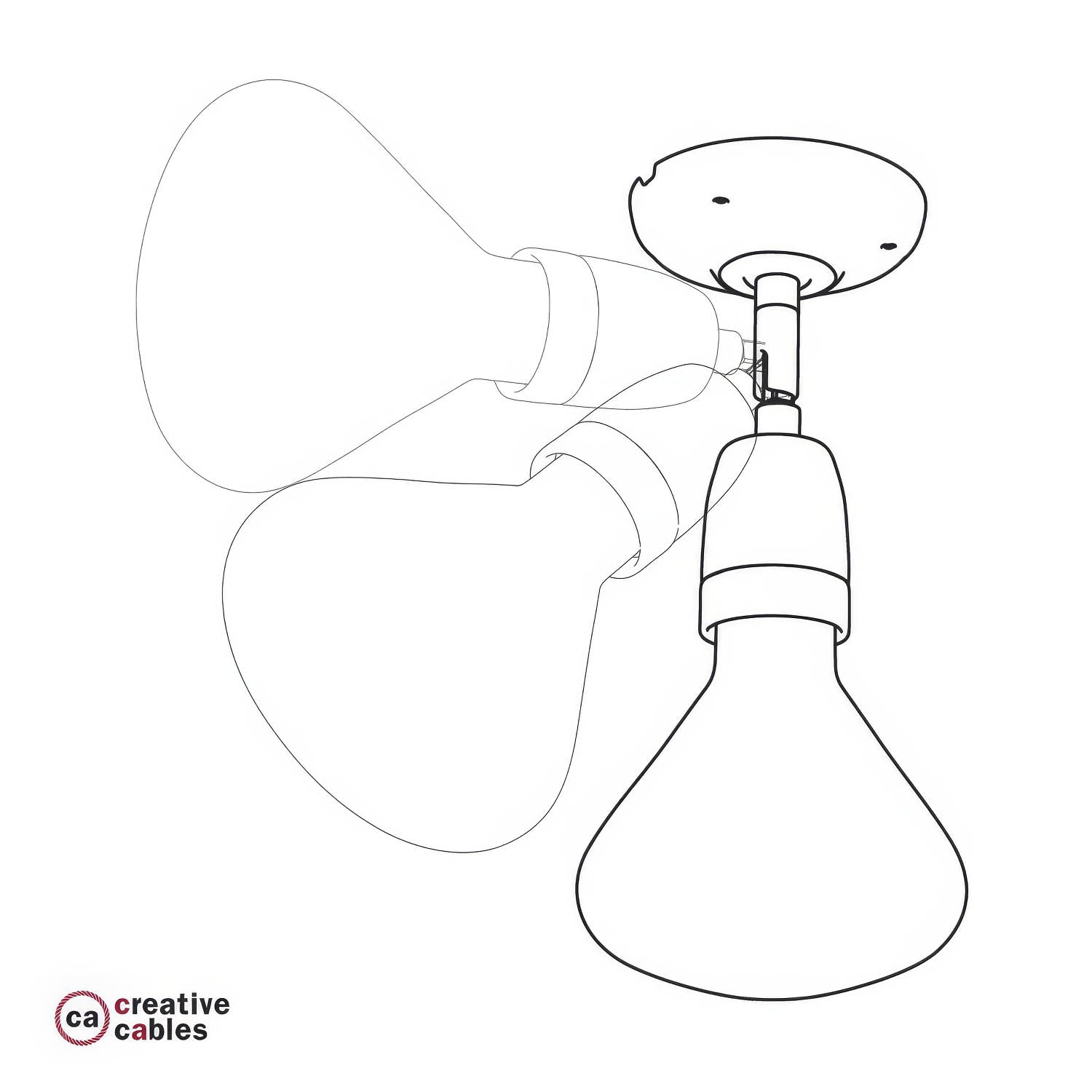 Fermaluce 90° con paralume Swing, lampada orientabile da parete o soffitto in porcellana - Bianco