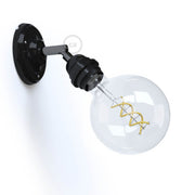 Fermaluce Classic 90° con portalampada filettato E27, lampada filomuro orientabile in porcellana - Nero