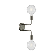 Fermaluce Metal, lampada a muro in metallo con doppia estensione curva - Titanio satinato