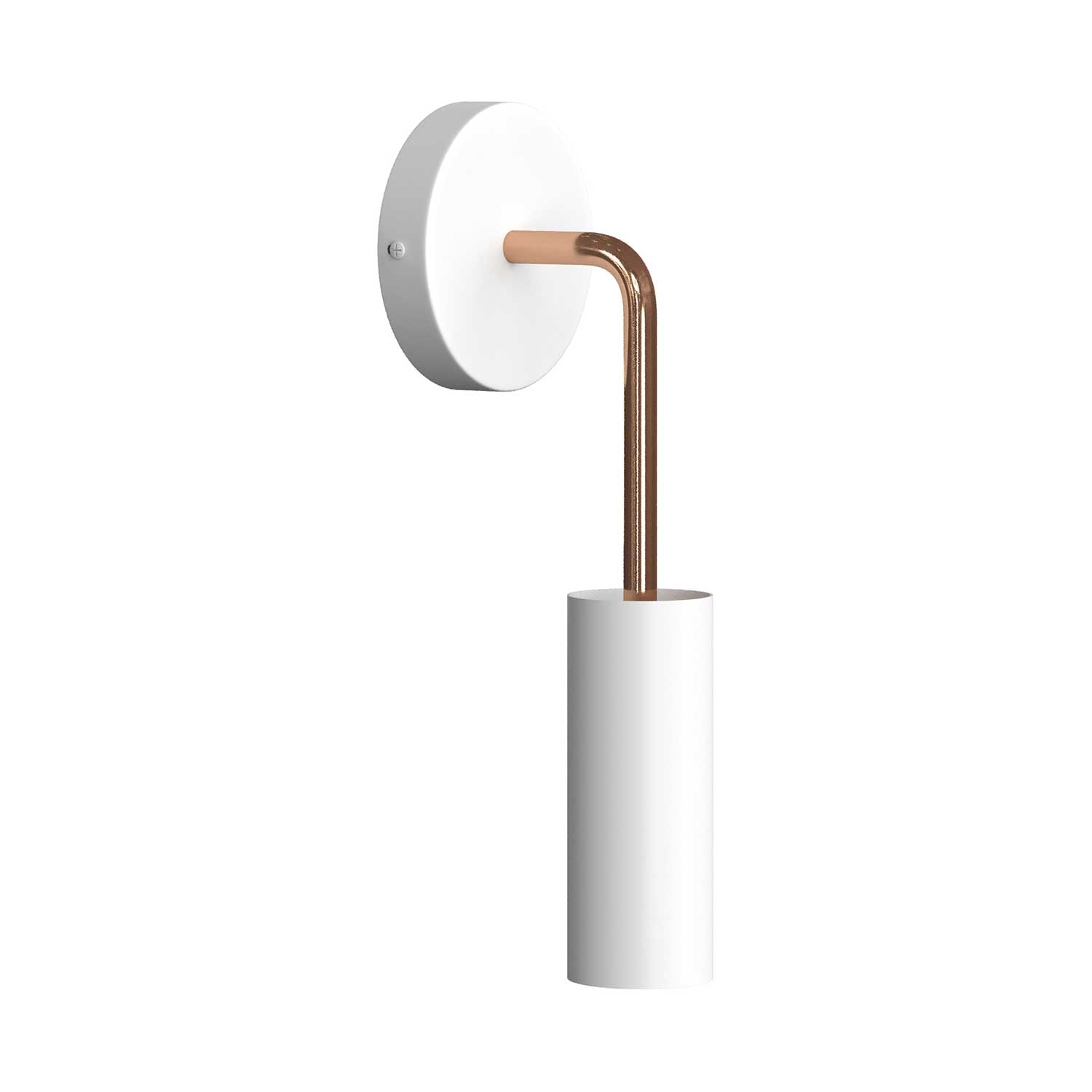 Fermaluce Metal, lampada a muro in metallo con estensione curva e paralume Tub-E14 - Rame