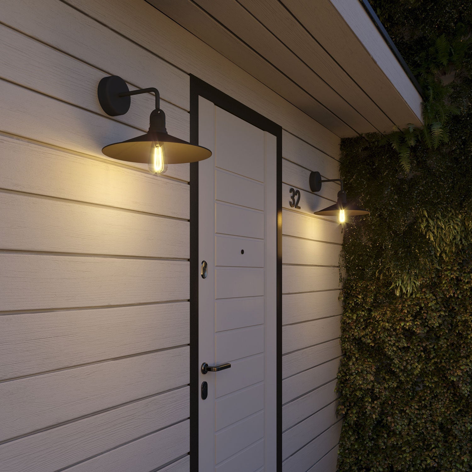 Fermaluce Modulair con estensione a L, paralume Swing e portalampada IP65 waterproof - Nero
