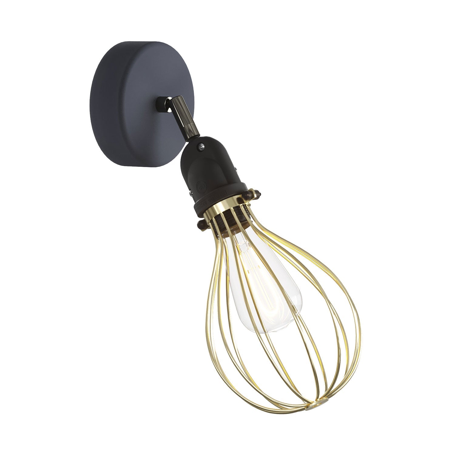 Fermaluce Modulair con snodo orientabile, paralume Drop e portalampada IP65 waterproof - Ottone