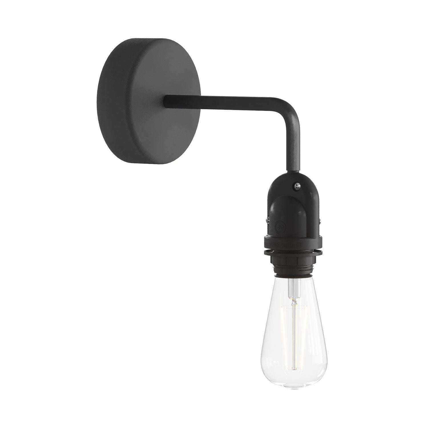 Fermaluce per paralume Modulair con estensione a L, rosone e portalampada IP65 waterproof - Nero