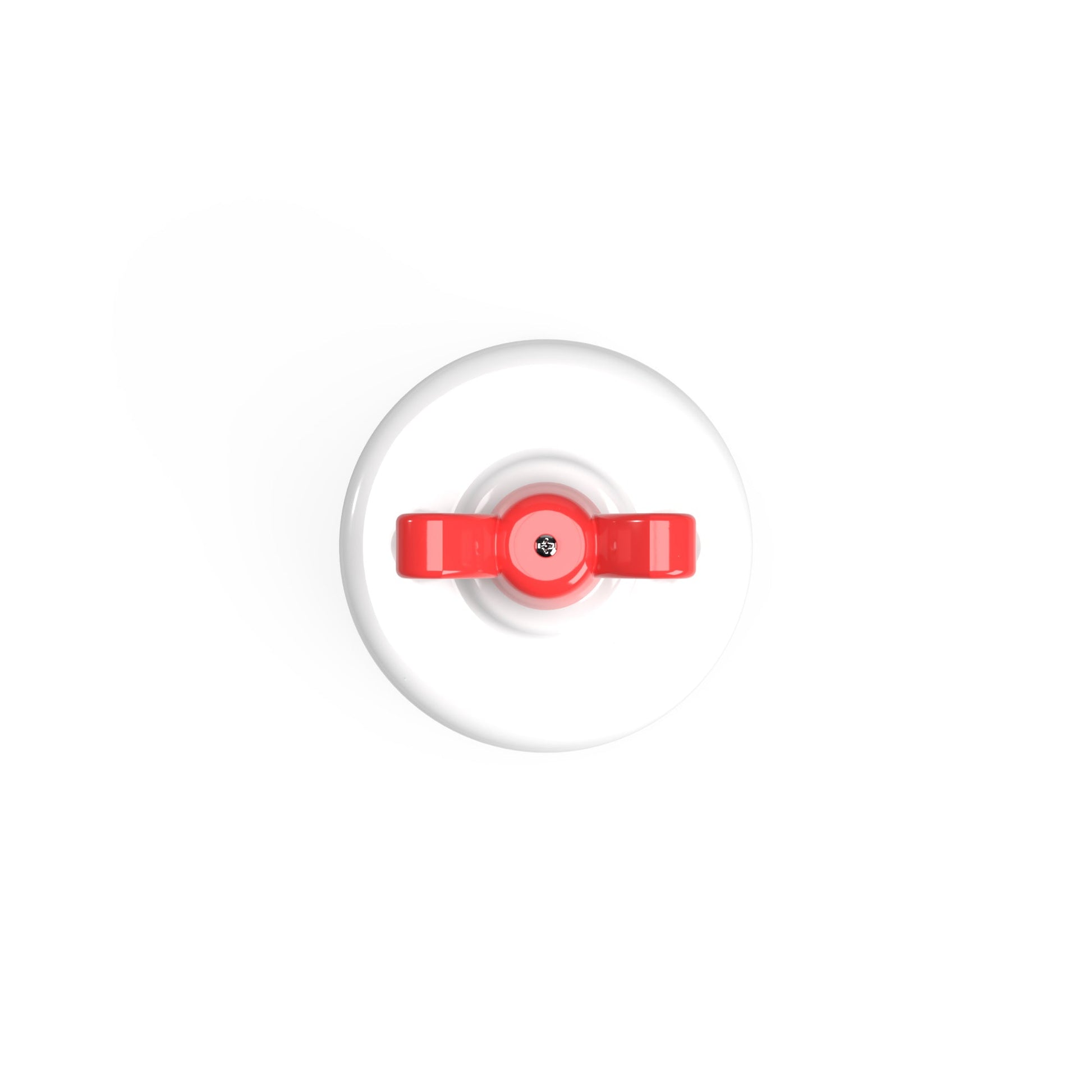 Interruttore/Deviatore in porcellana bianco con dado a farfalla Rosso