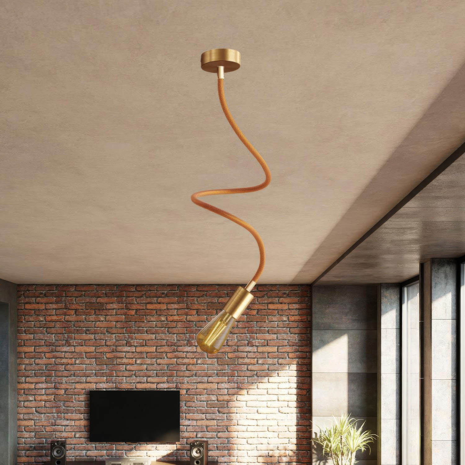 Kit Creative Flex tubo flessibile di estensione rivestito in tessuto RM74 Rame con terminali metallici Bronzo satinato 90 cm