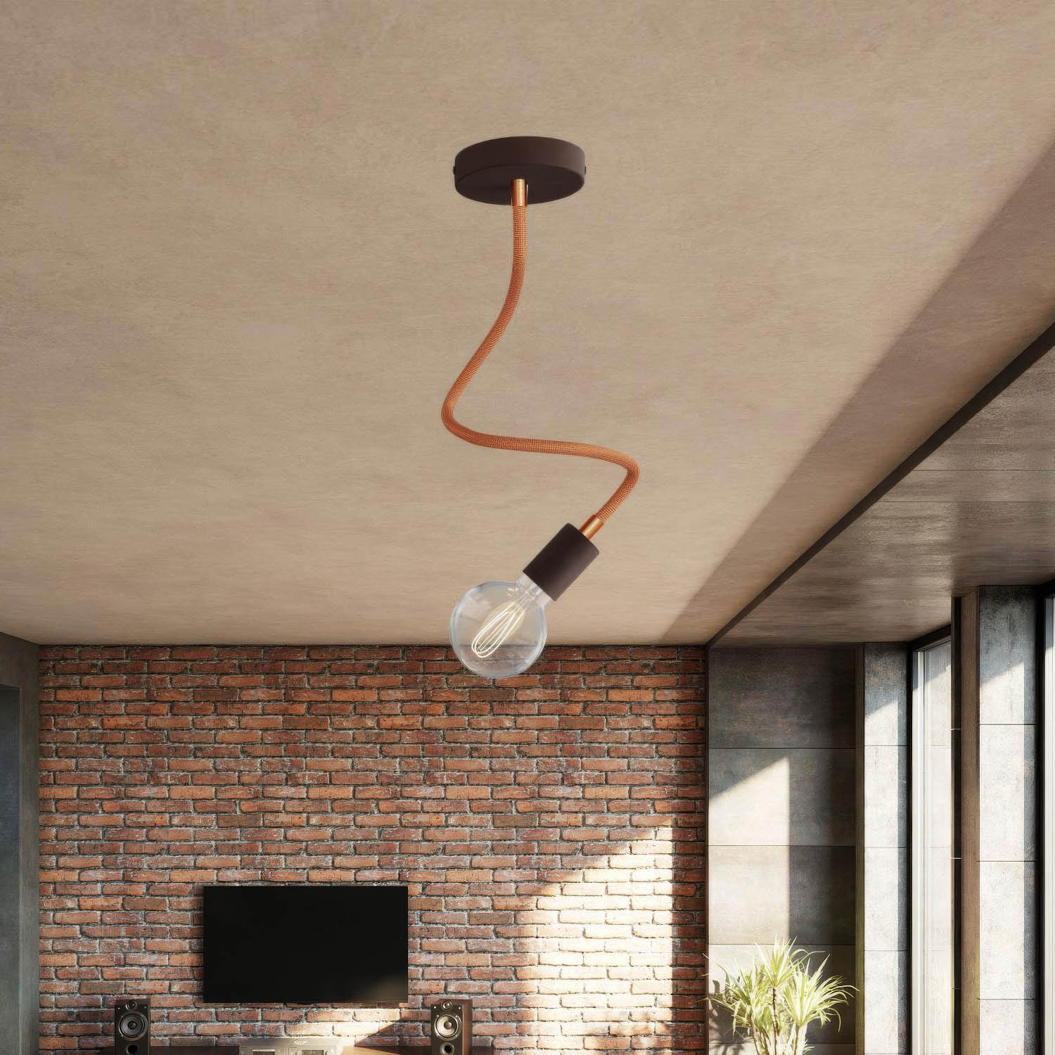 Kit Creative Flex tubo flessibile di estensione rivestito in tessuto RM74 Rame con terminali metallici Rame satinato 60 cm