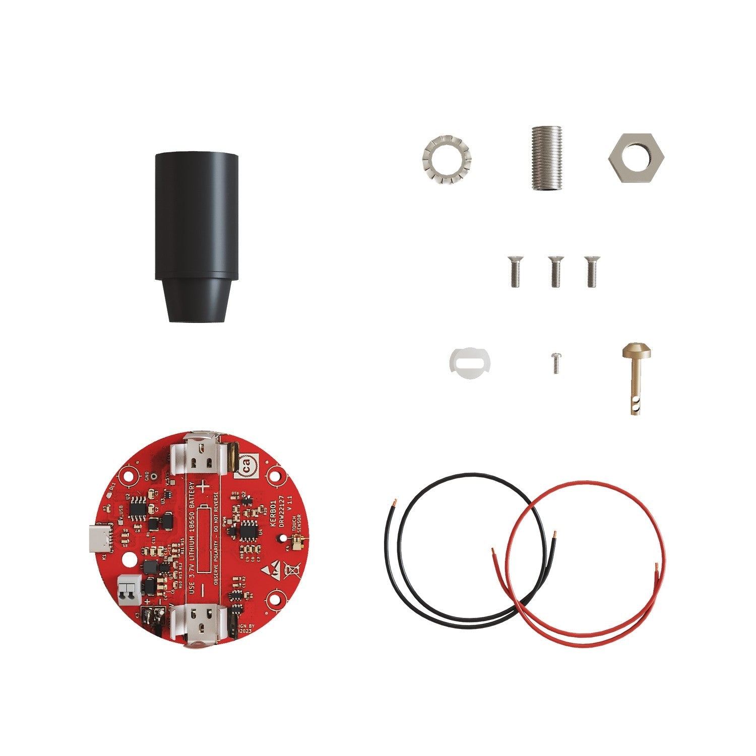 Kit elettronico per lampade a batteria 5V USB-C con portalampada E14 liscio - Nero
