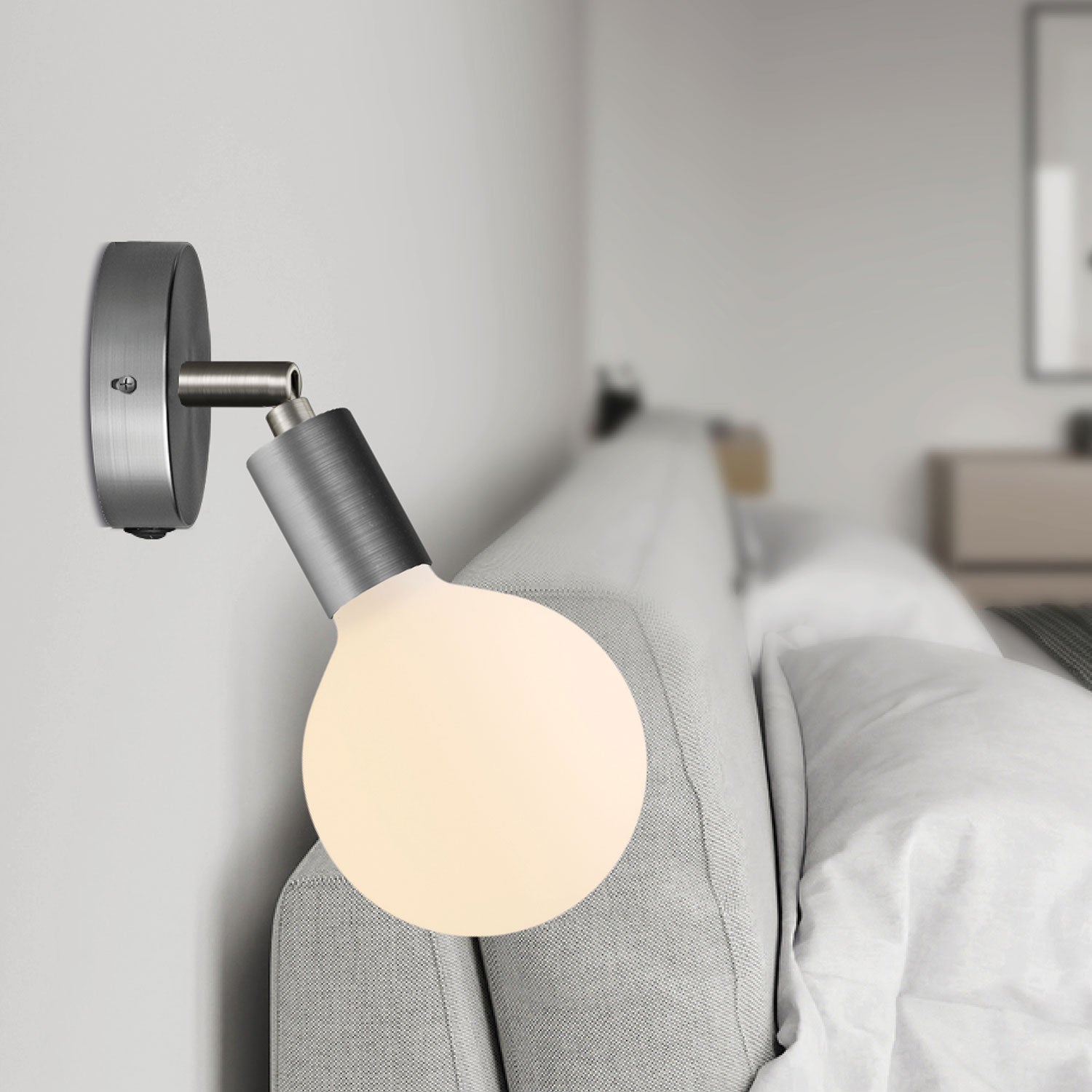 Kit mini rosone cilindrico in metallo con interruttore - Titanio satinato