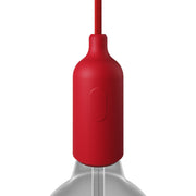 Kit portalampada E27 in silicone con interruttore e serracavo nascosti - Rosso