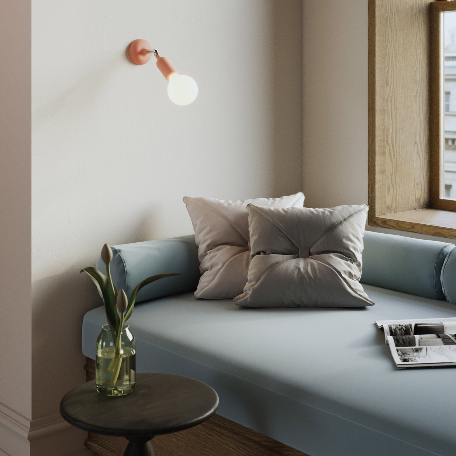 Kit portalampada E27 in silicone con interruttore e serracavo nascosti - Salmone