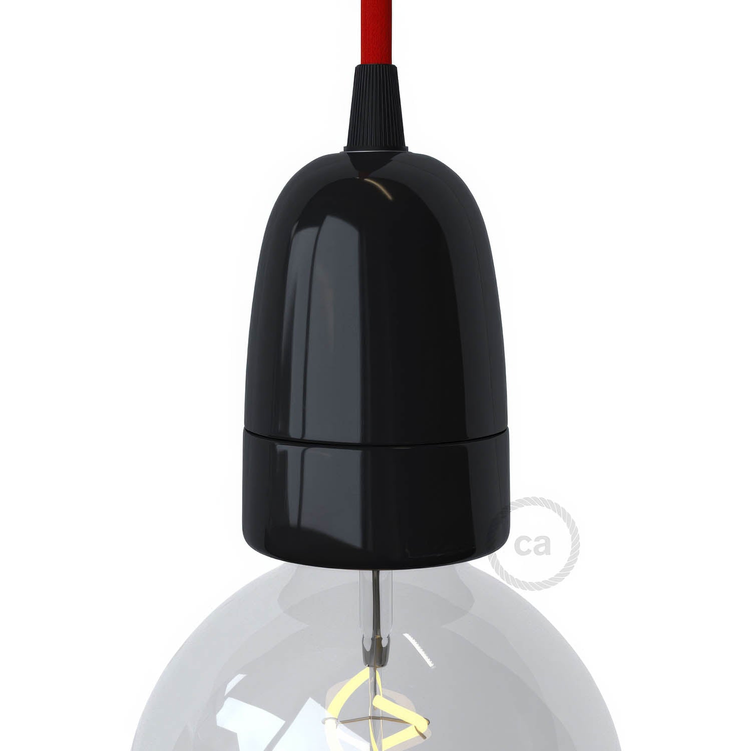 Kit portalampada E40 in porcellana - Nero