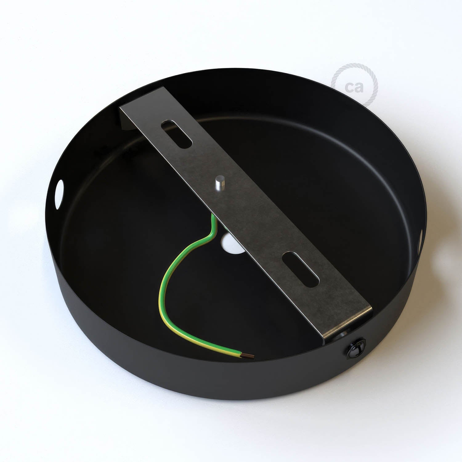 Kit rosone cilindrico in metallo a 1 foro centrale e 2 fori laterali - Nero Cilindrico