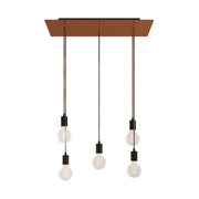 Lampada a sospensione a 5 cadute con XXL Rose-One rettangolare 675 mm con finiture in metallo - Rame satinato