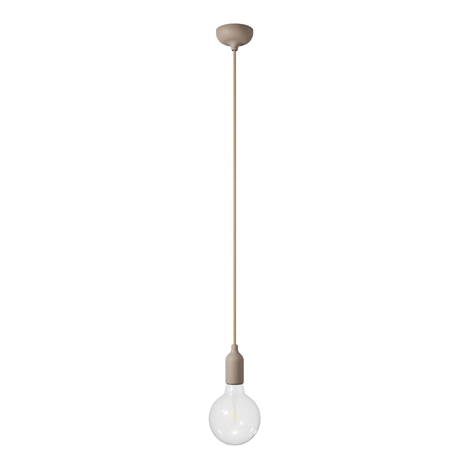 Lampada a sospensione colorata in silicone con cavo tessile - Desert Brown
