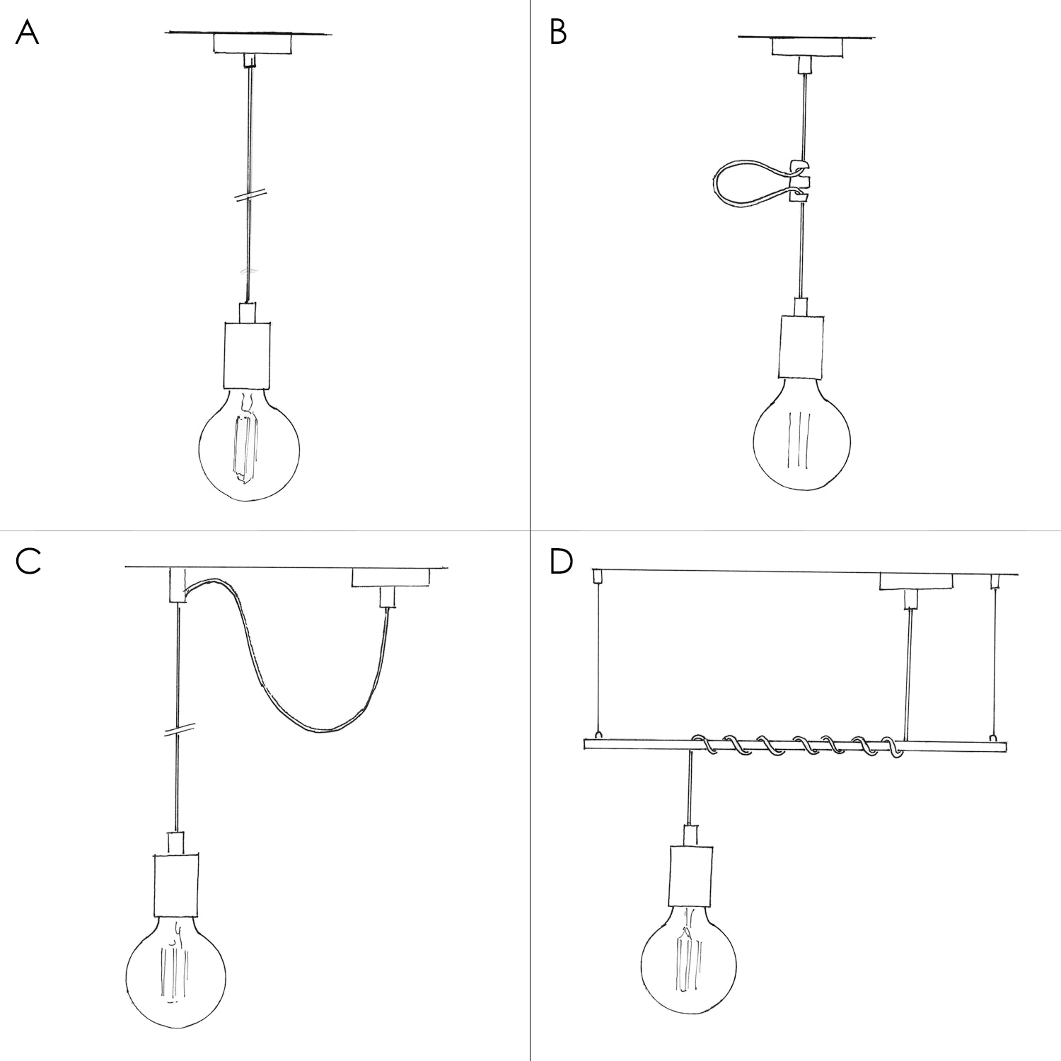 Lampada a sospensione completa di cavo tessile e finiture in porcellana colorata - Bianco