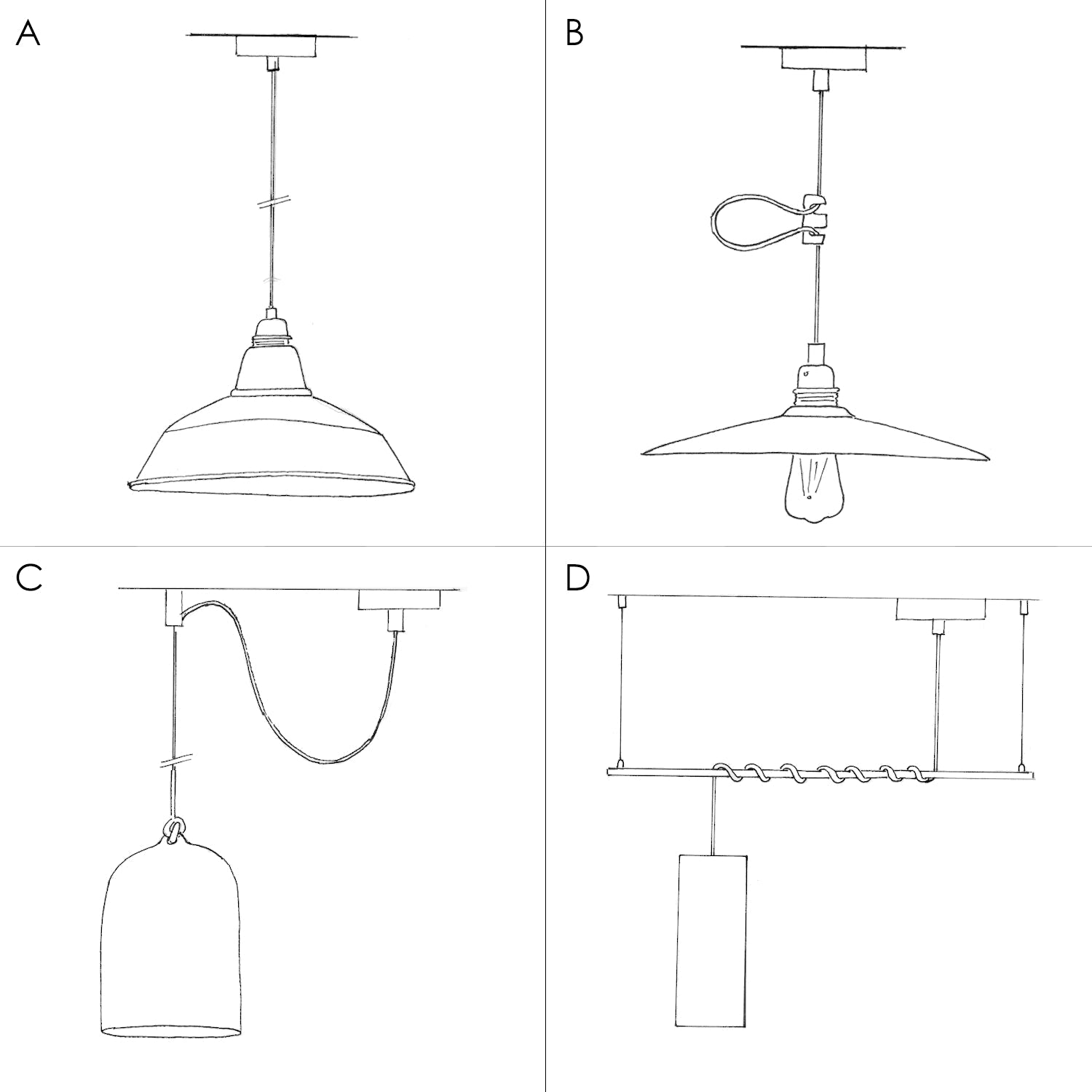 Lampada a sospensione completa di cavo tessile e paralume Mini Campana XS in ceramica - Effetto cemento
