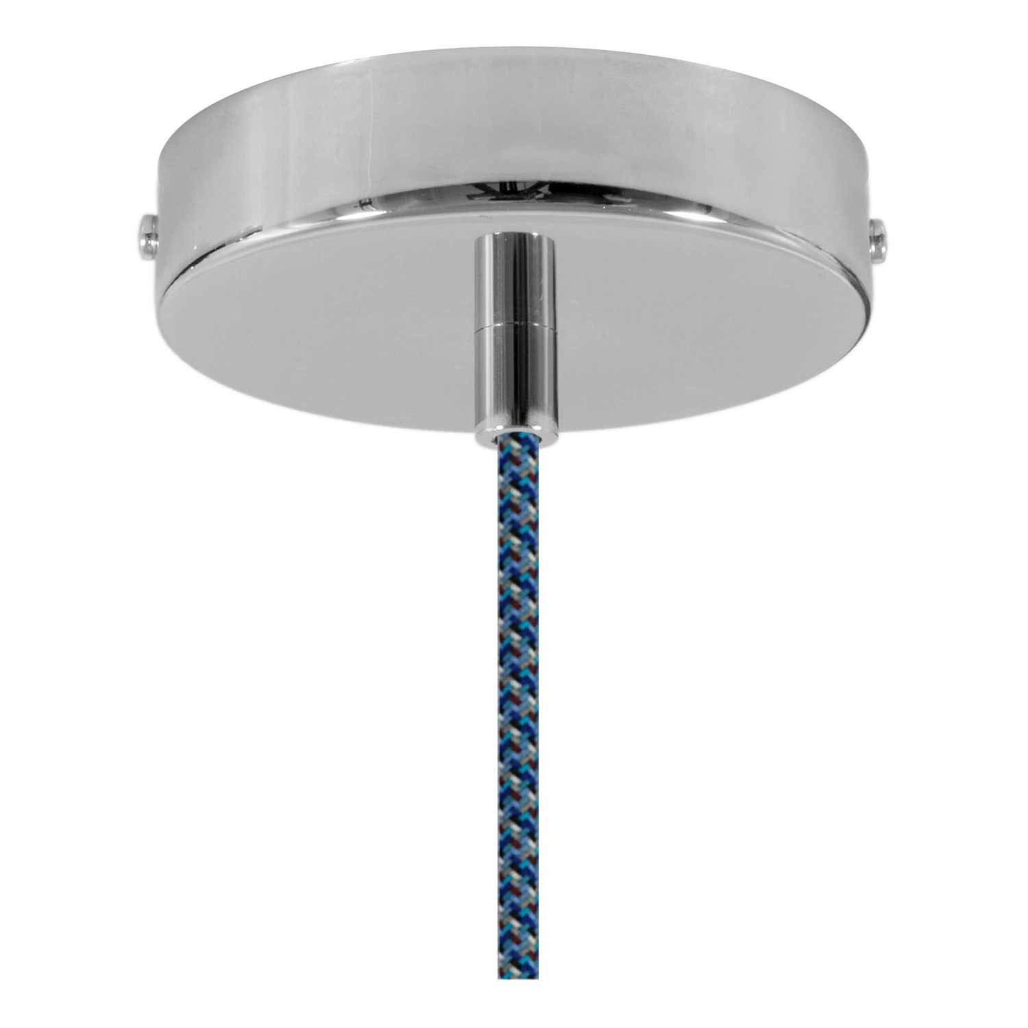 Lampada a sospensione completa di cavo tessile, paralume Bottiglia in ceramica e finiture in metallo - Avion striato