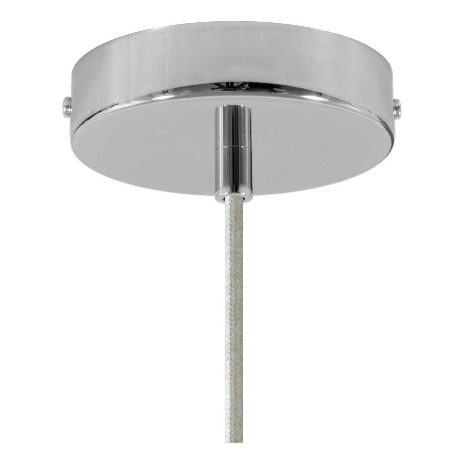 Lampada a sospensione completa di cavo tessile, paralume oversize Ellepi e finiture in metallo - Bianco