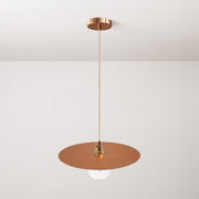 Lampada a sospensione completa di cavo tessile, paralume oversize Ellepi e finiture in metallo - Rame